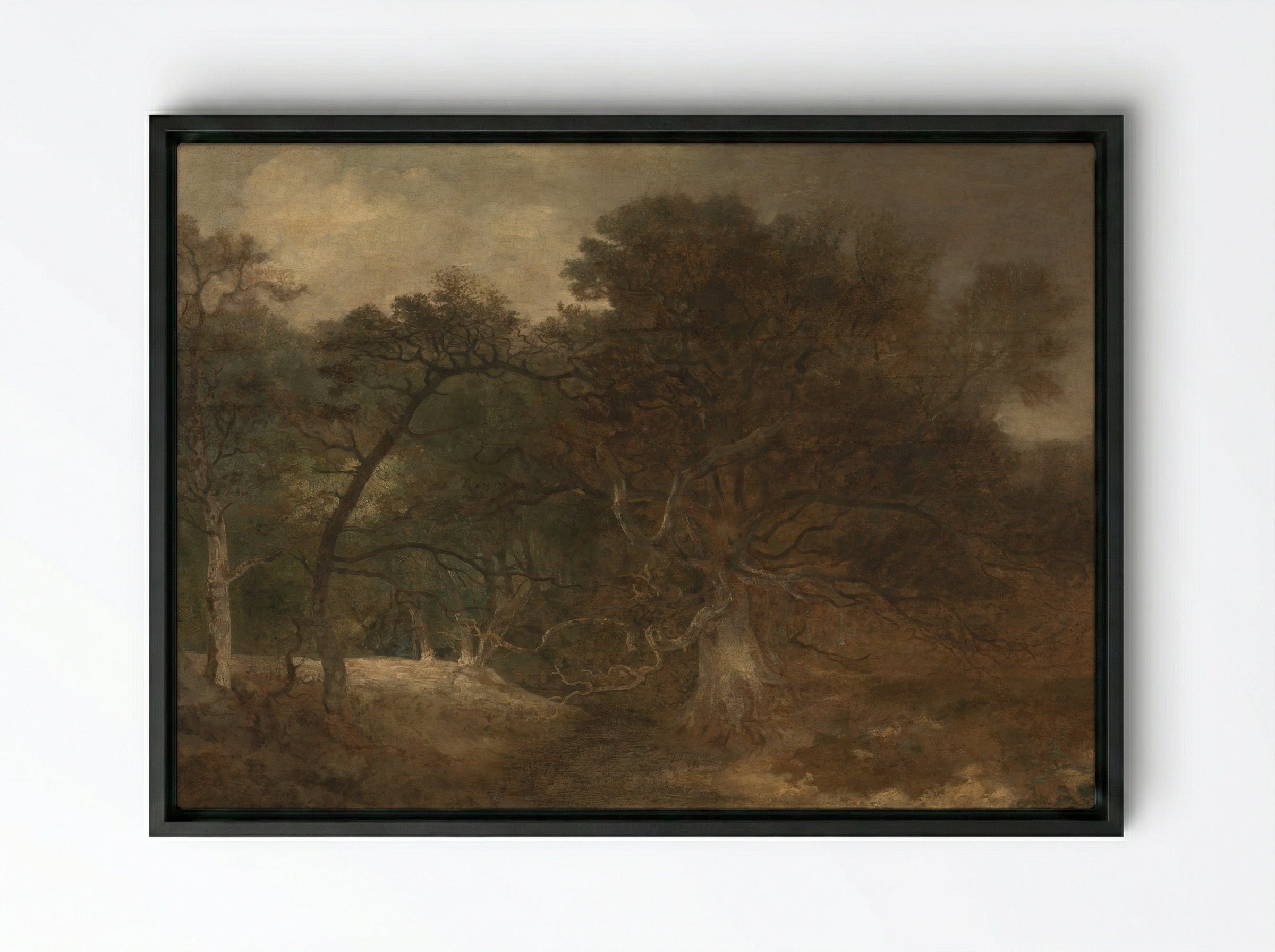 Landscape with a Waterfall near Norwich, Norfolk - John Crome - Framed Canvas Black