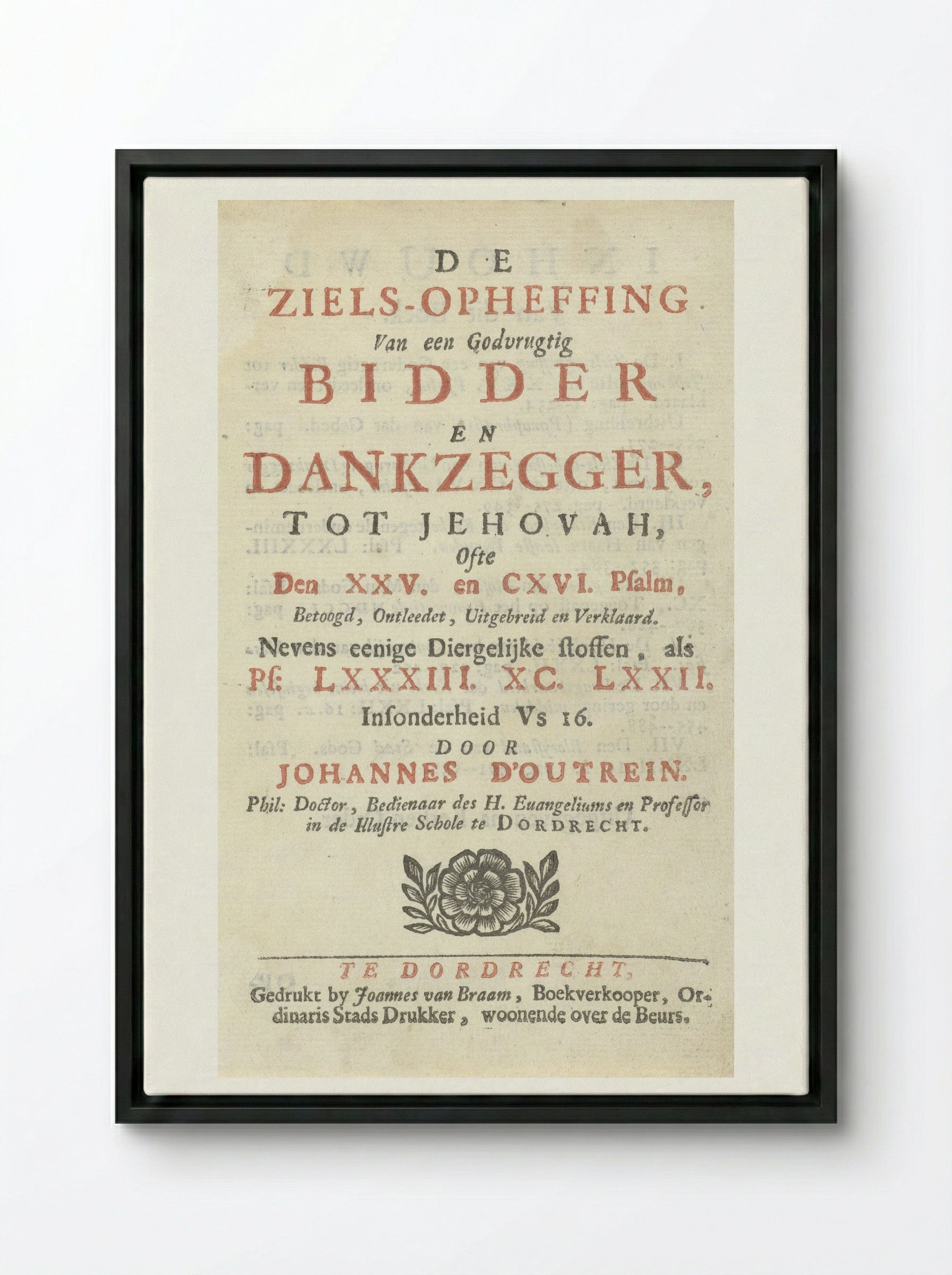 Title Page for De ziels-opheffing - Arnold Houbraken - Framed Canvas Black