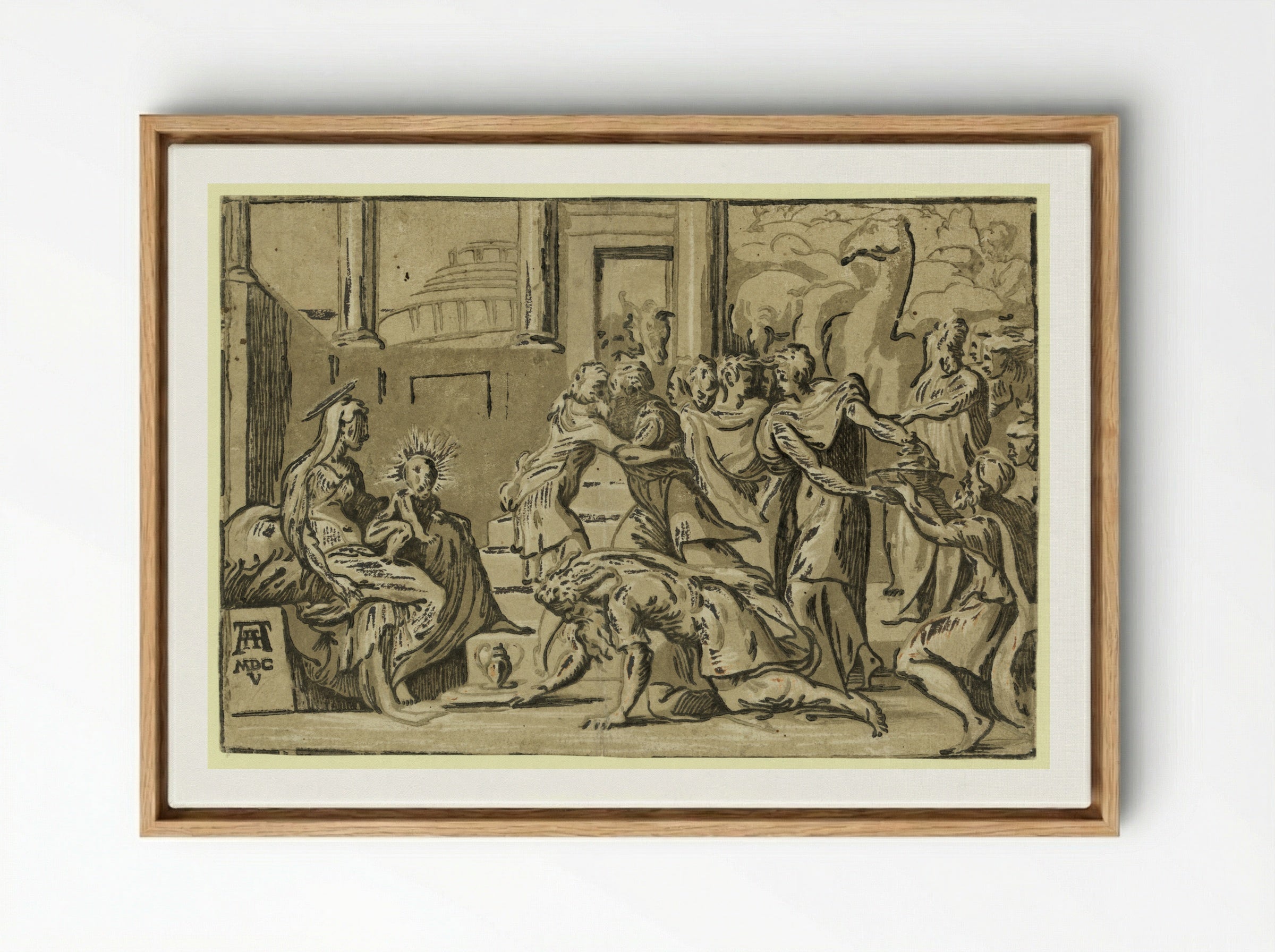 Adoration of the Magi - Andrea Andreani - Framed Canvas Wood
