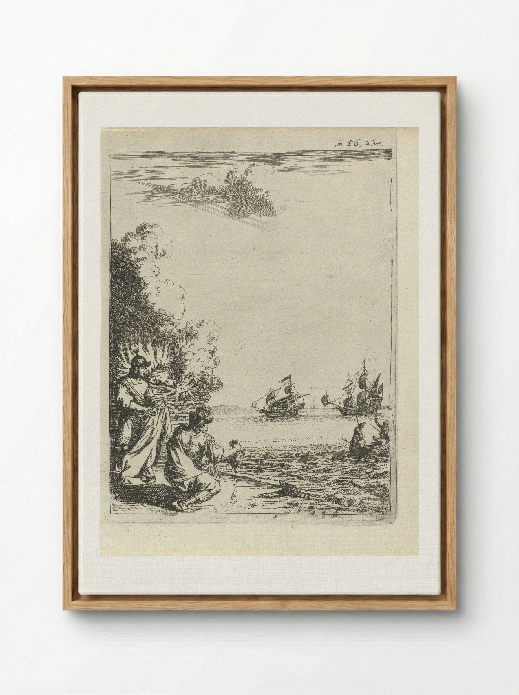 The Cremation of the Beheaded Body of Pompey - Arnold Houbraken - Framed Canvas Wood