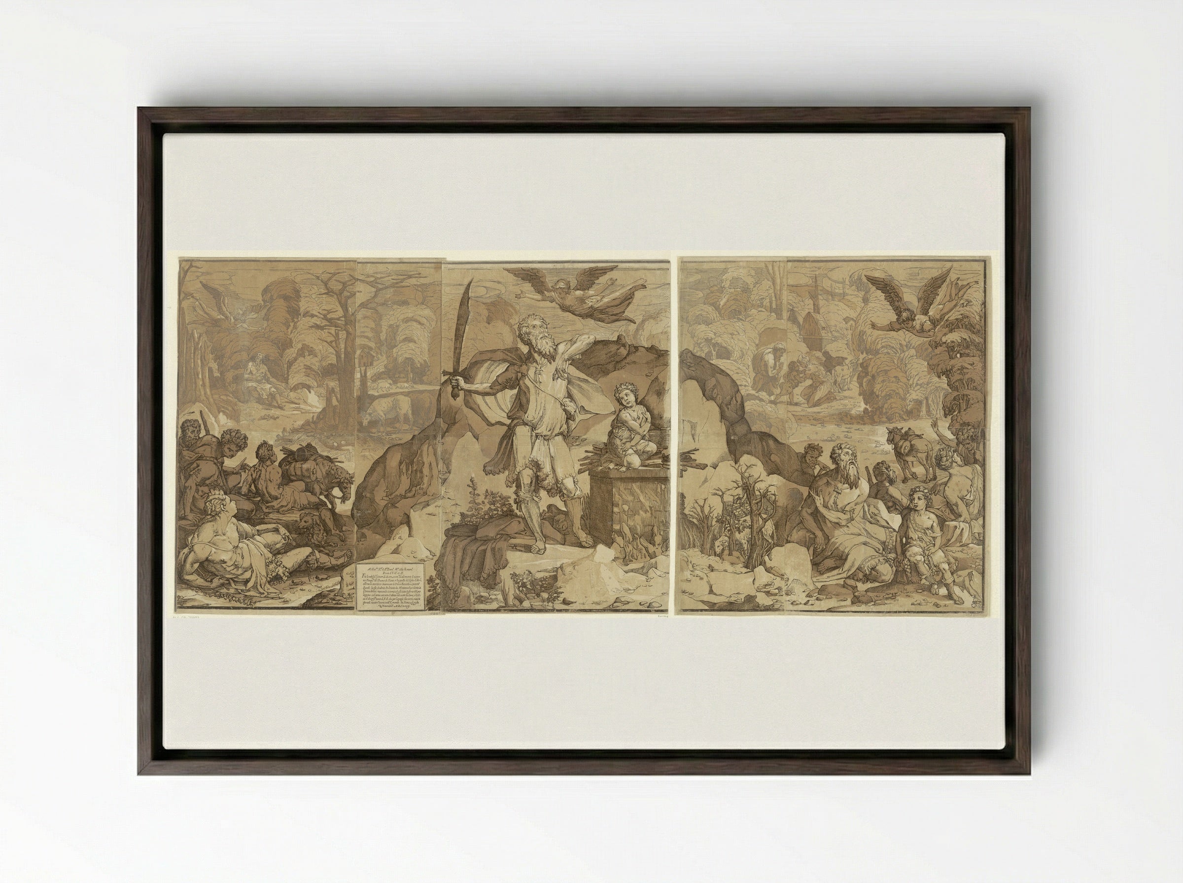 The Sacrifice of Isaac - Andrea Andreani - Framed Canvas Dark Wood