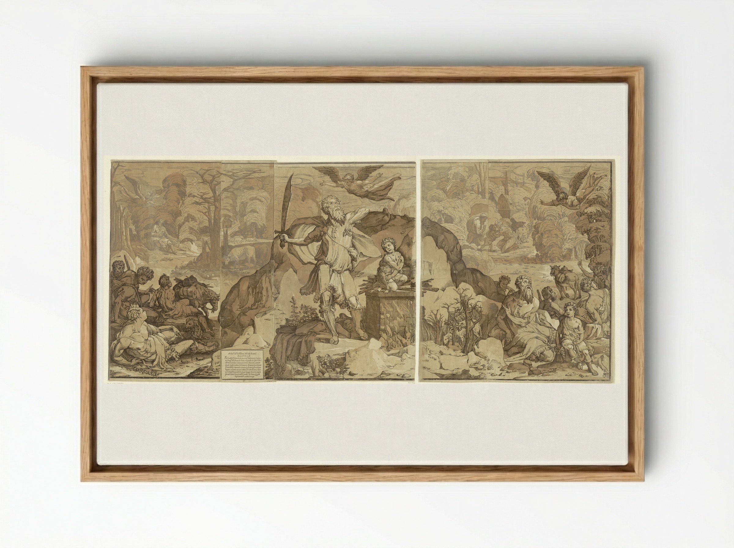 The Sacrifice of Isaac - Andrea Andreani - Framed Canvas Wood
