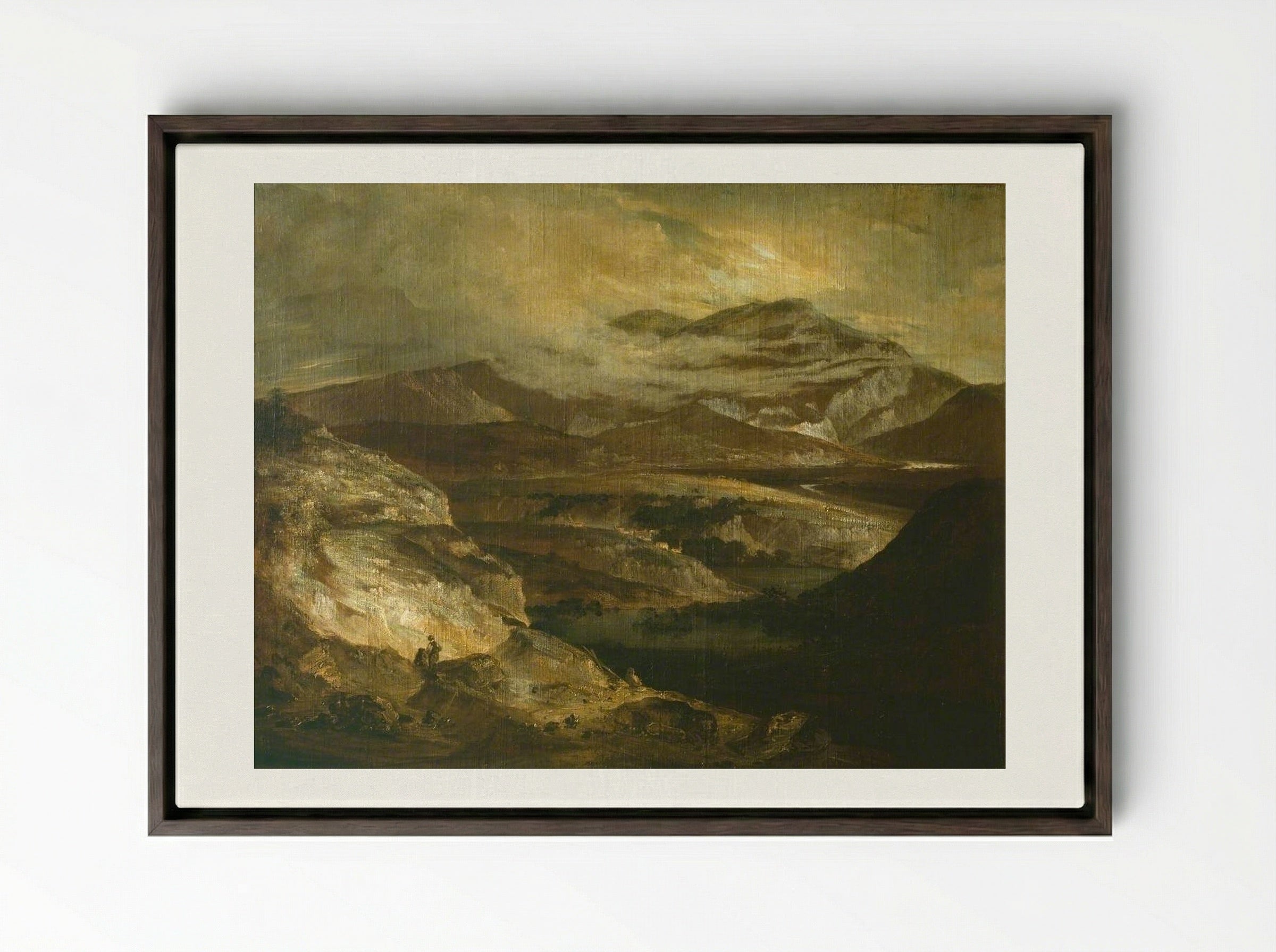 Slate Quarries - John Crome - Framed Canvas Dark Wood
