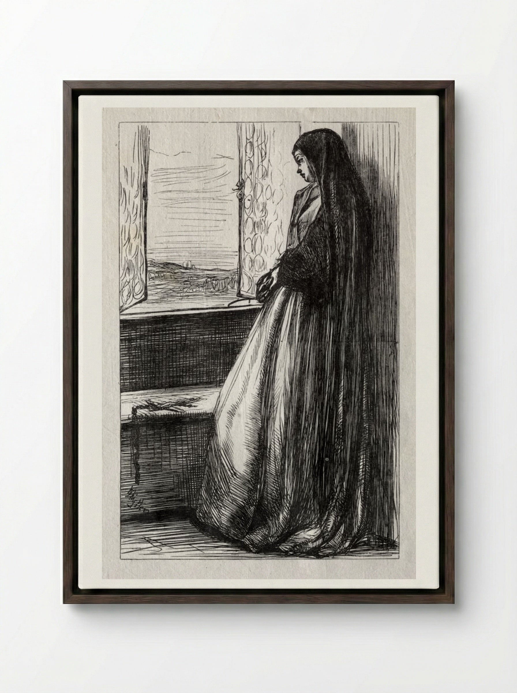 Illustration for Count Bruckhardt in Once a Week - James McNeill Whistler - Framed Canvas Dark Wood