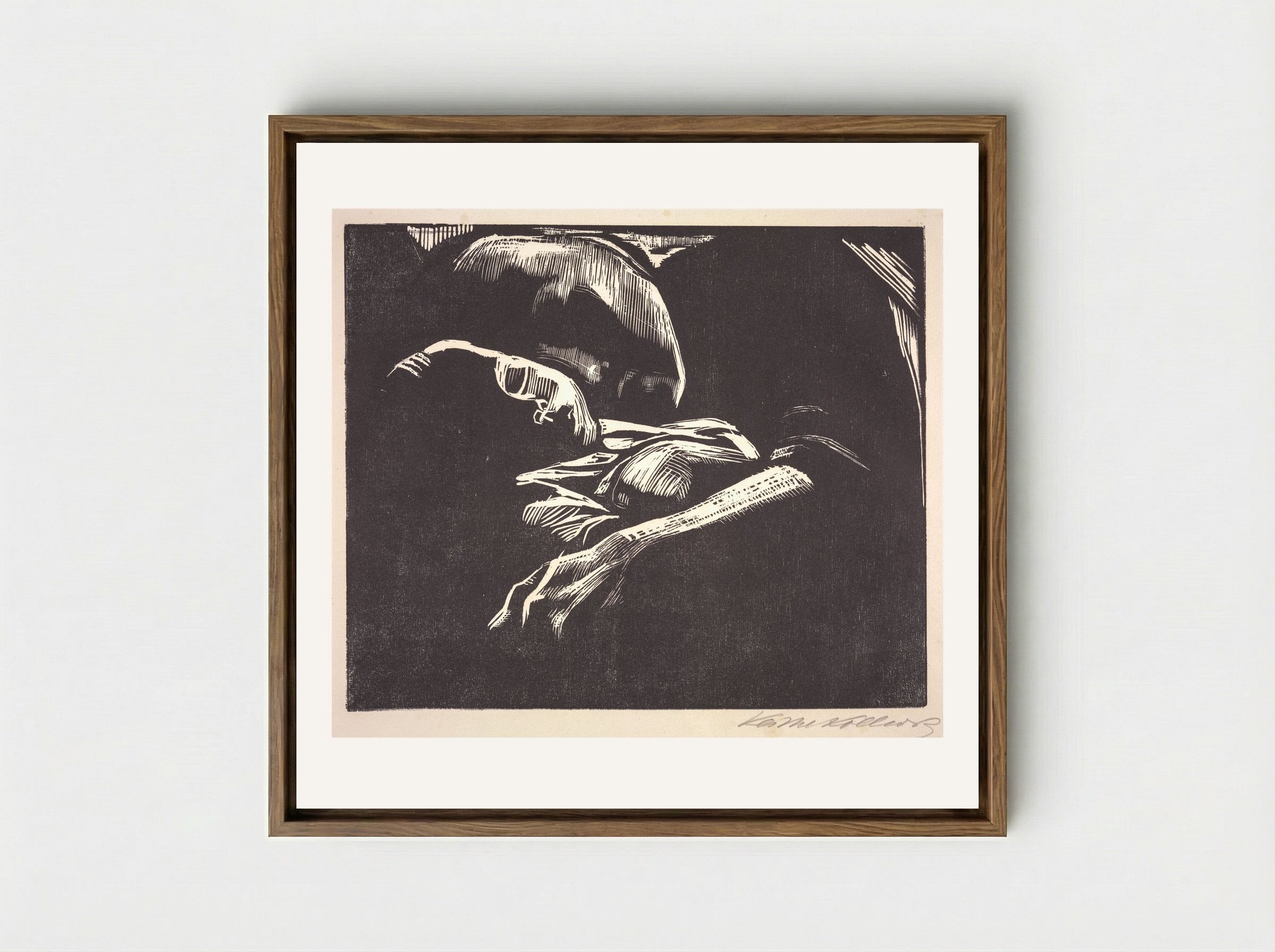 Pregnant Woman Contemplating Suicide - Käthe Kollwitz - Framed Canvas Wood