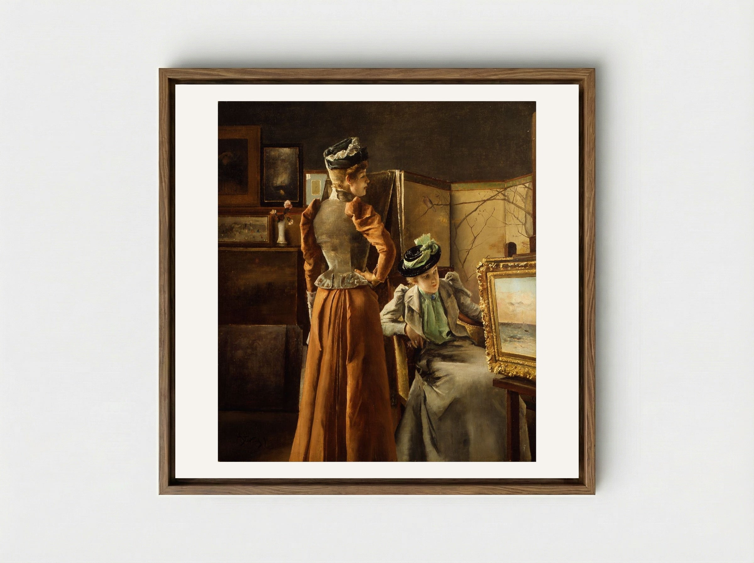 In the Studio - Alfred Stevens - Framed Canvas Wood