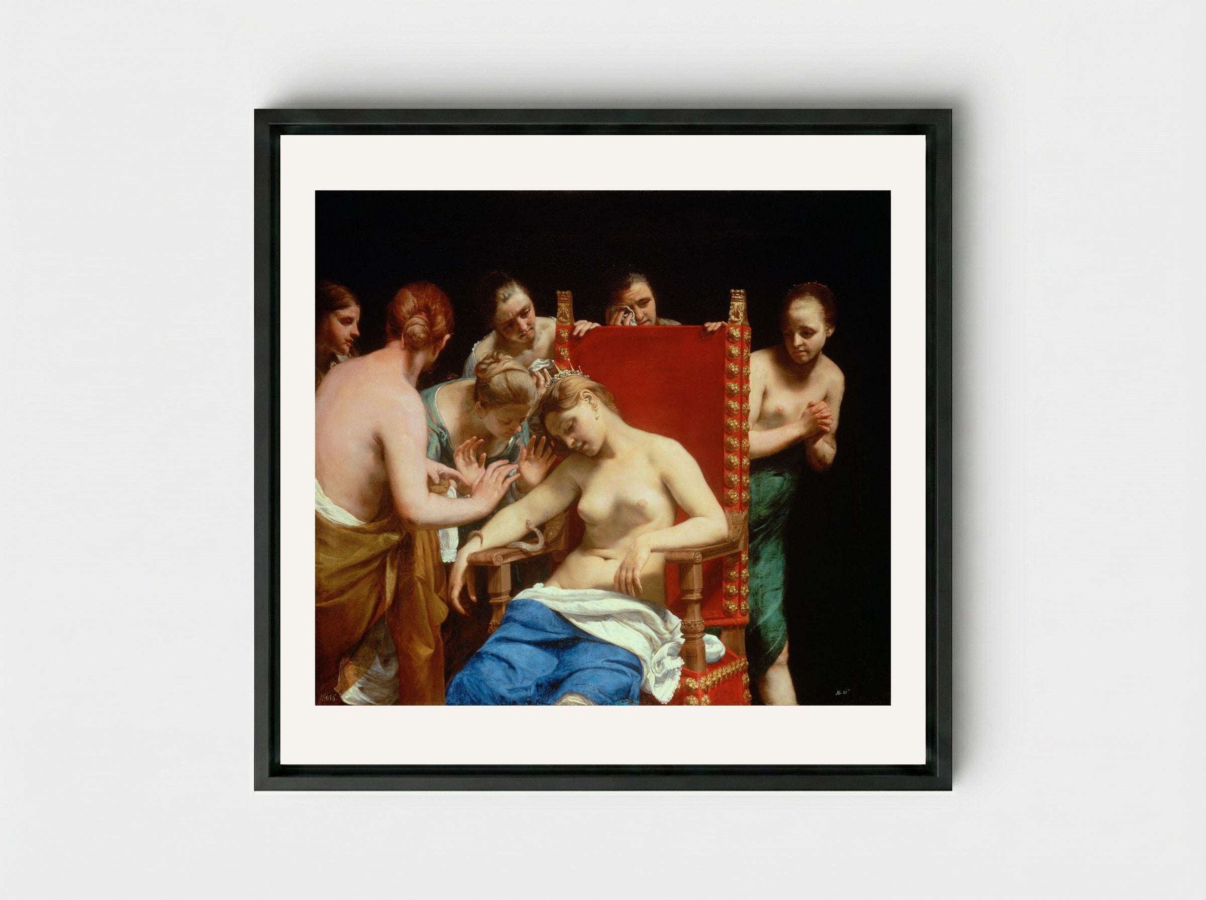 The Death of Cleopatra - Guido Cagnacci - Framed Canvas Black