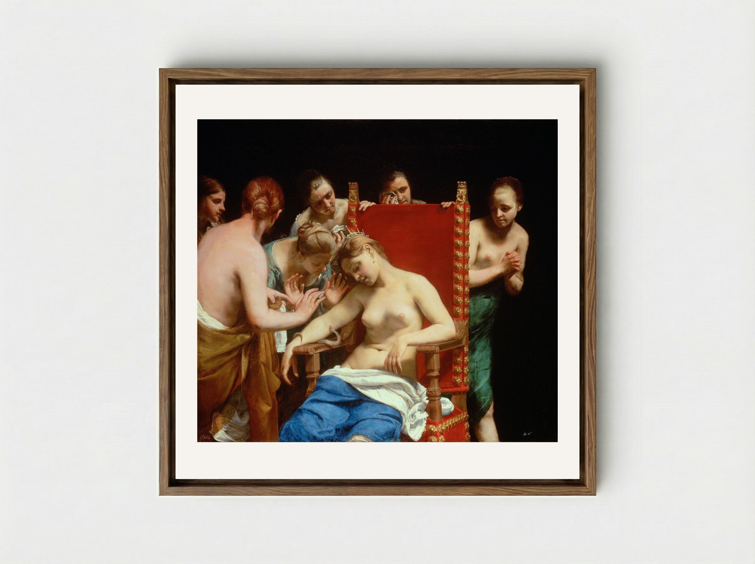 The Death of Cleopatra - Guido Cagnacci - Framed Canvas Wood