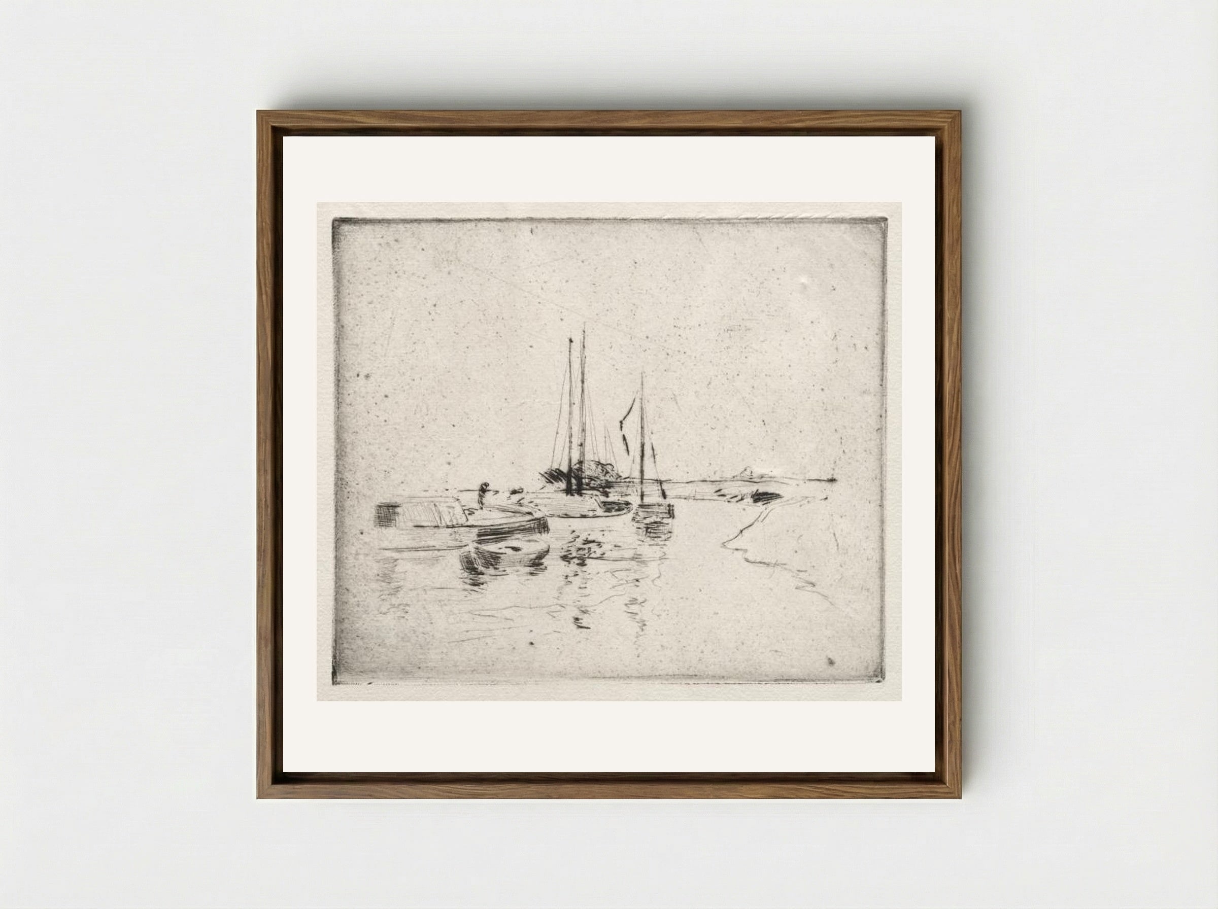 Four Boats on the Canal, Near Dordrecht - John Henry Twachtman - Framed Canvas Wood