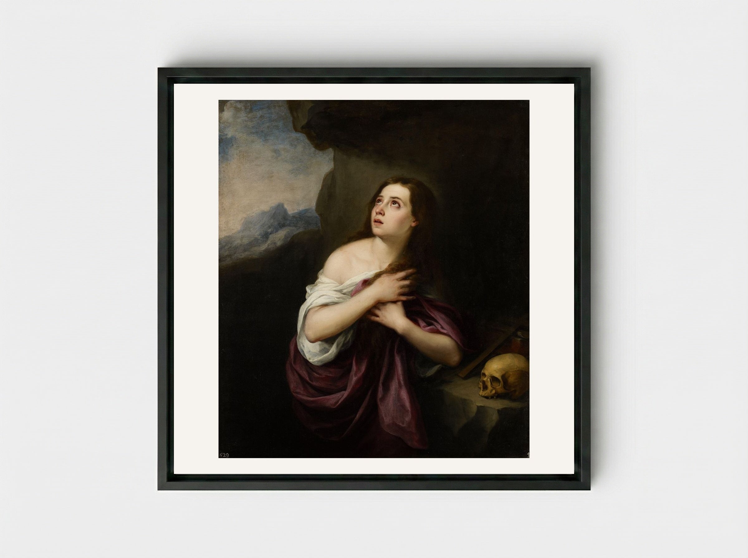Penitent Magdalene - Bartolomé Esteban Murillo - Framed Canvas Black