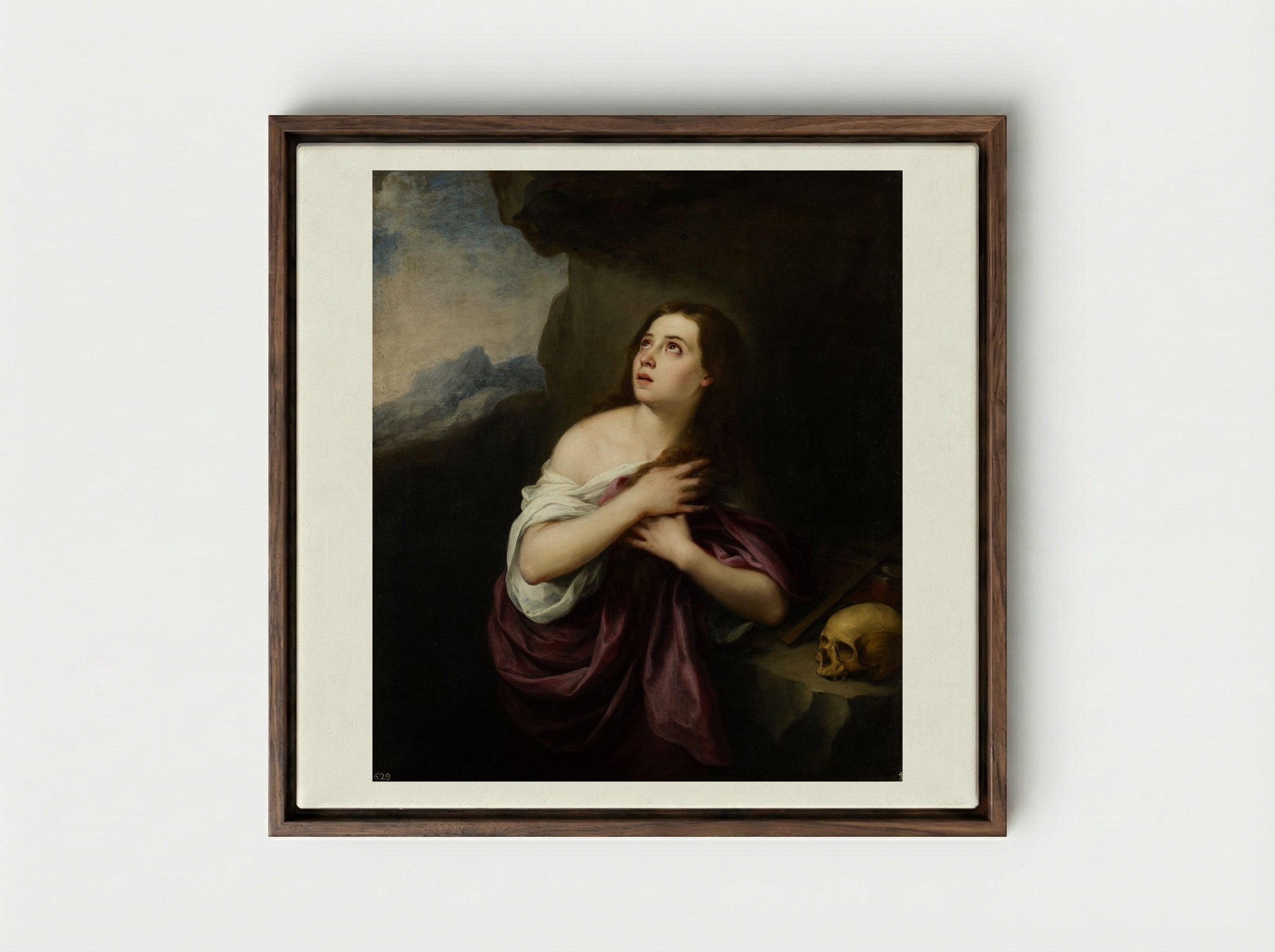 Penitent Magdalene - Bartolomé Esteban Murillo - Framed Canvas Dark Wood