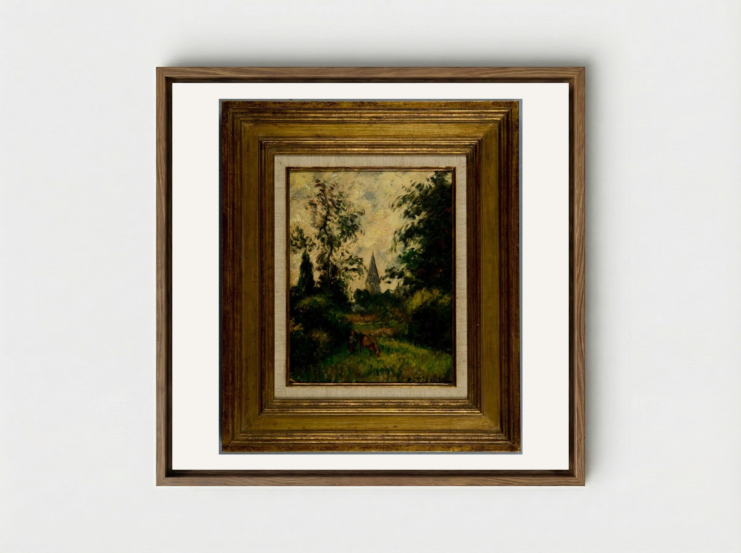 The Bell Tower at Bazancourt - Camille Pissarro - Framed Canvas Wood