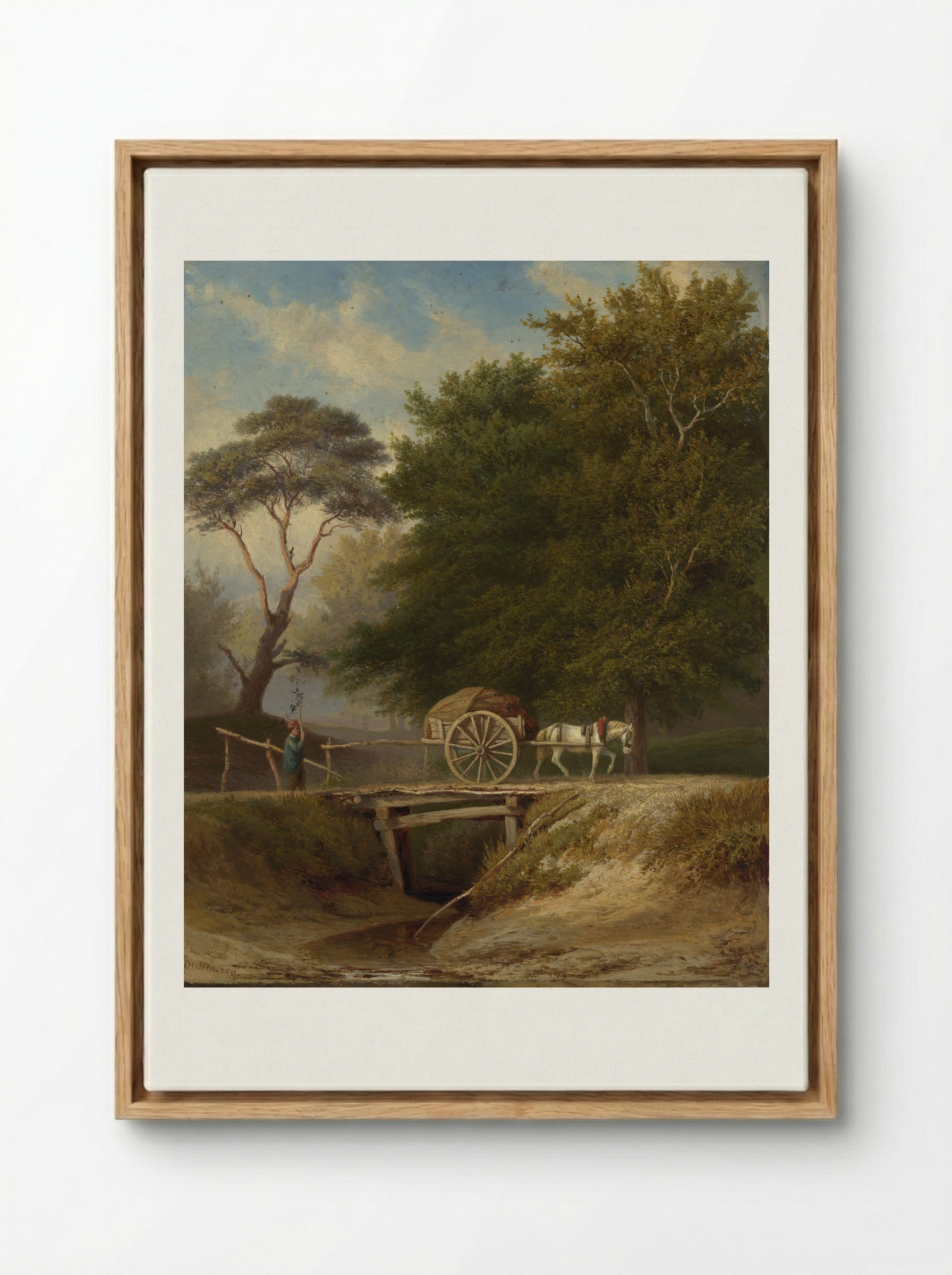 Landschap met brug te Wolfheze - Pierre Louis Dubourcq - Framed Canvas Wood