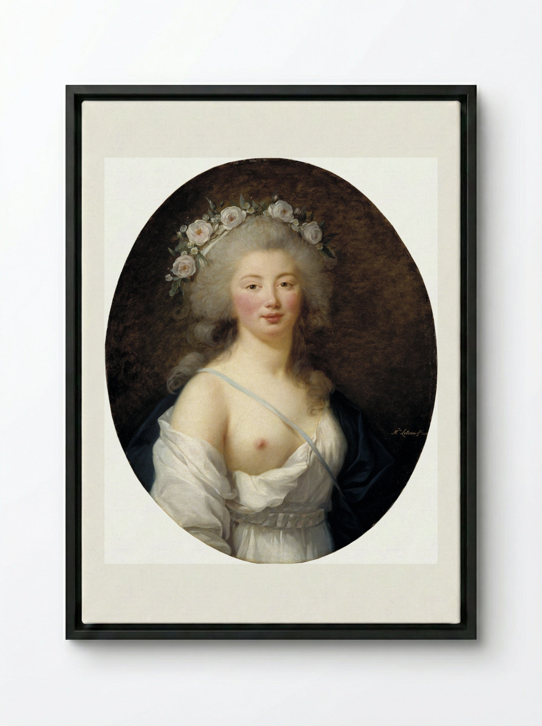 Portrait of a Young Woman - Louise Elisabeth Vigée Le Brun - Framed Canvas Black