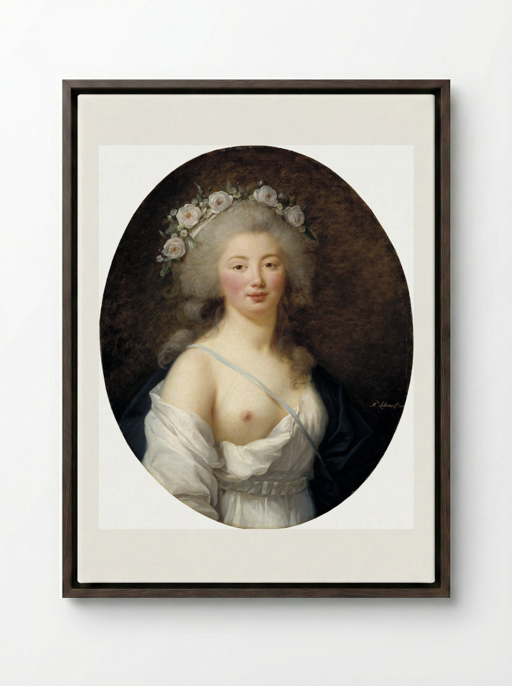 Portrait of a Young Woman - Louise Elisabeth Vigée Le Brun - Framed Canvas Dark Wood