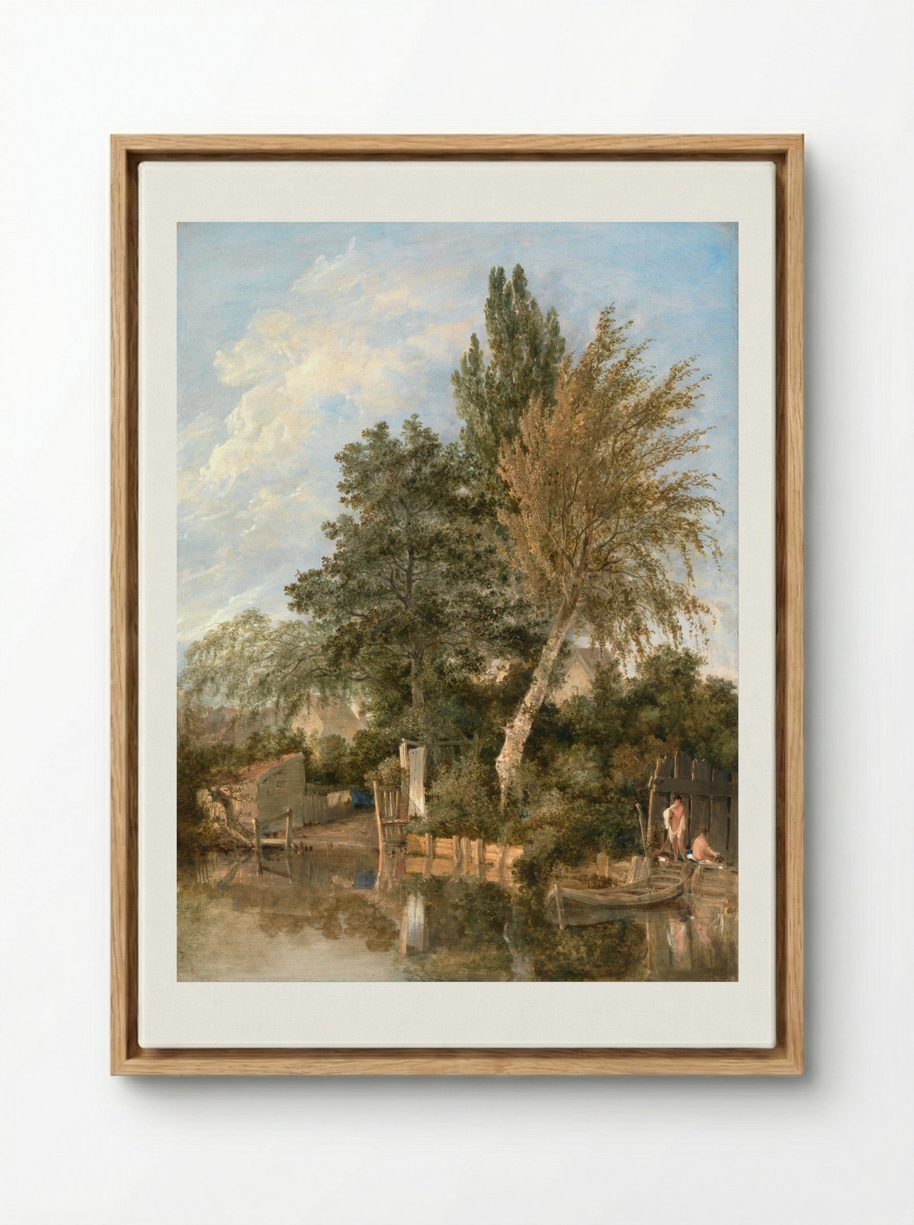 Boys Bathing on the River Wensum, Norwich - John Crome - Framed Canvas Wood