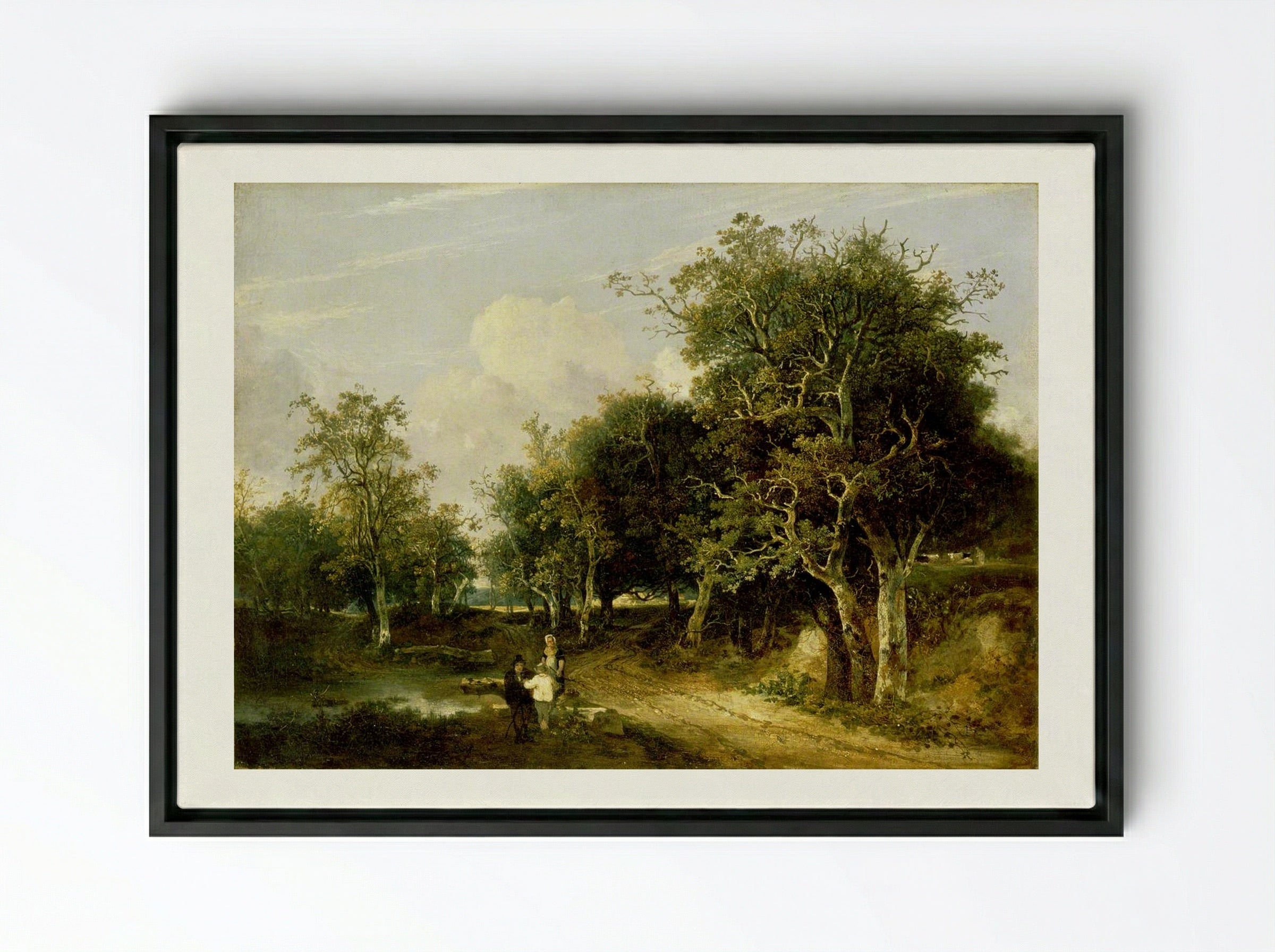 Grove Scene - John Crome - Framed Canvas Black