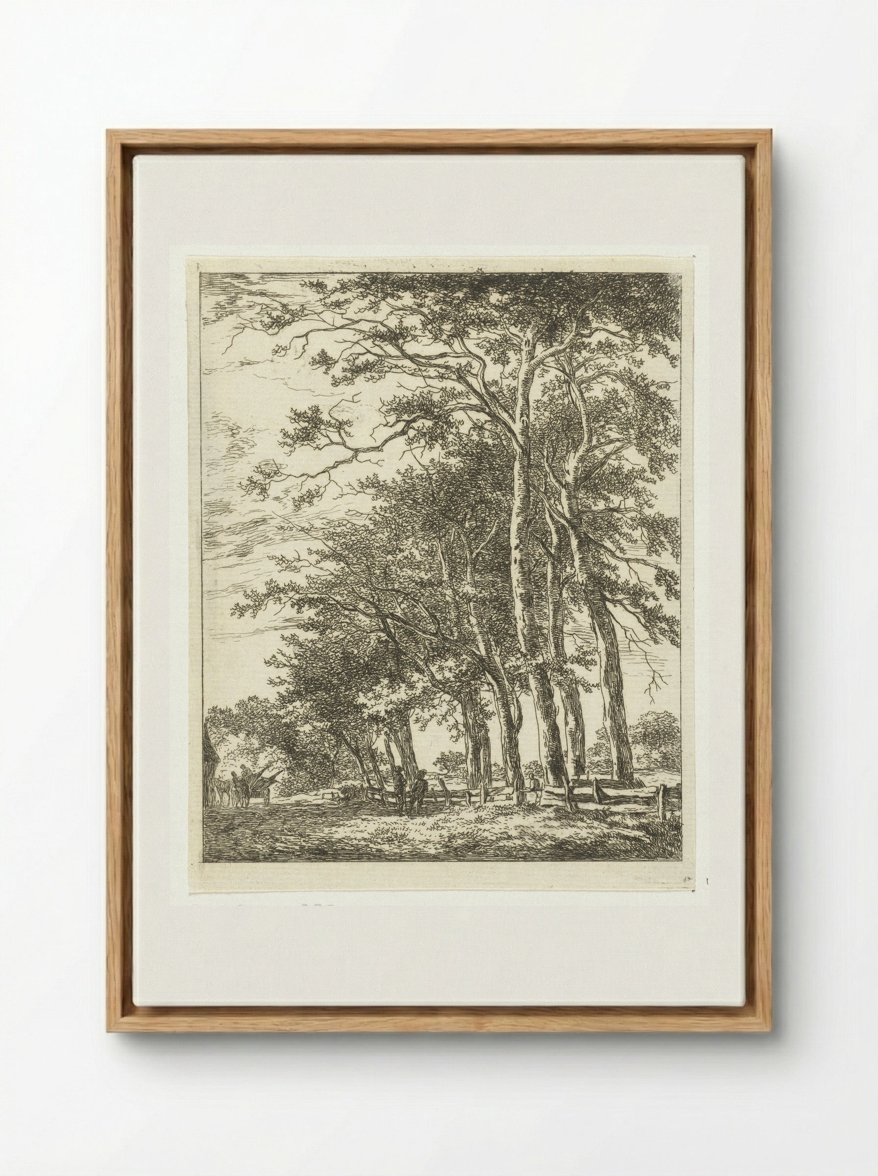 Twee staande figuren bij hoge boomen - Hermanus van Brussel - Framed Canvas Wood