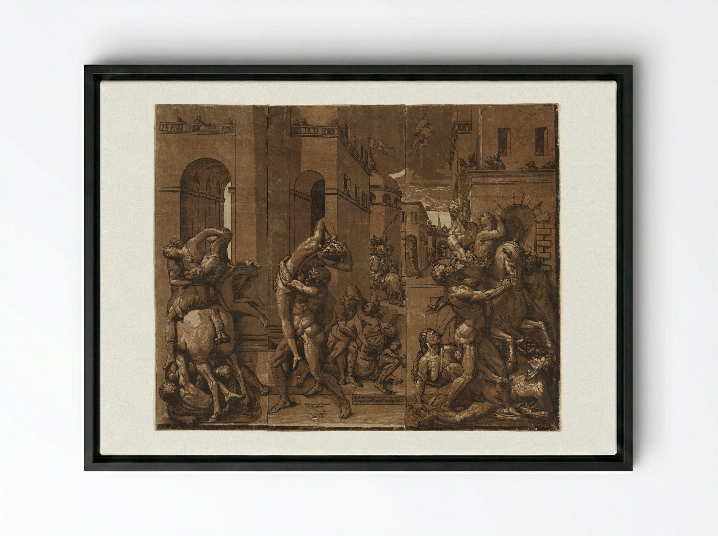 Triumph with Men, Women, and Children - Andrea Andreani - Framed Canvas Black