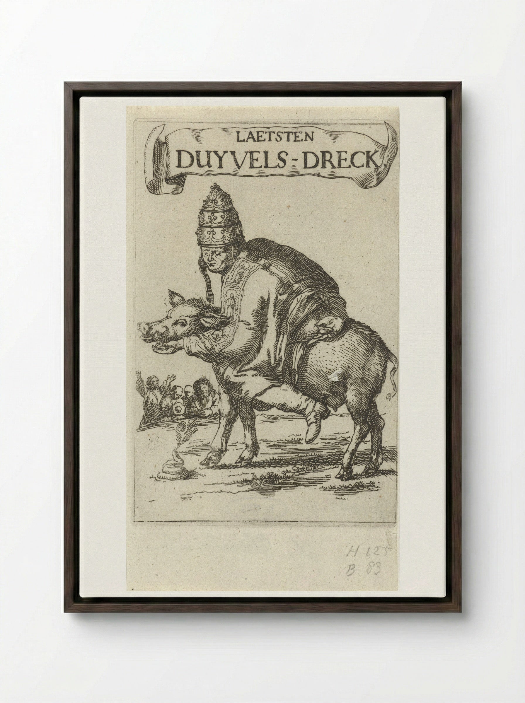 Laetsten Duyvels-Dreck - Arnold Houbraken - Framed Canvas Dark Wood