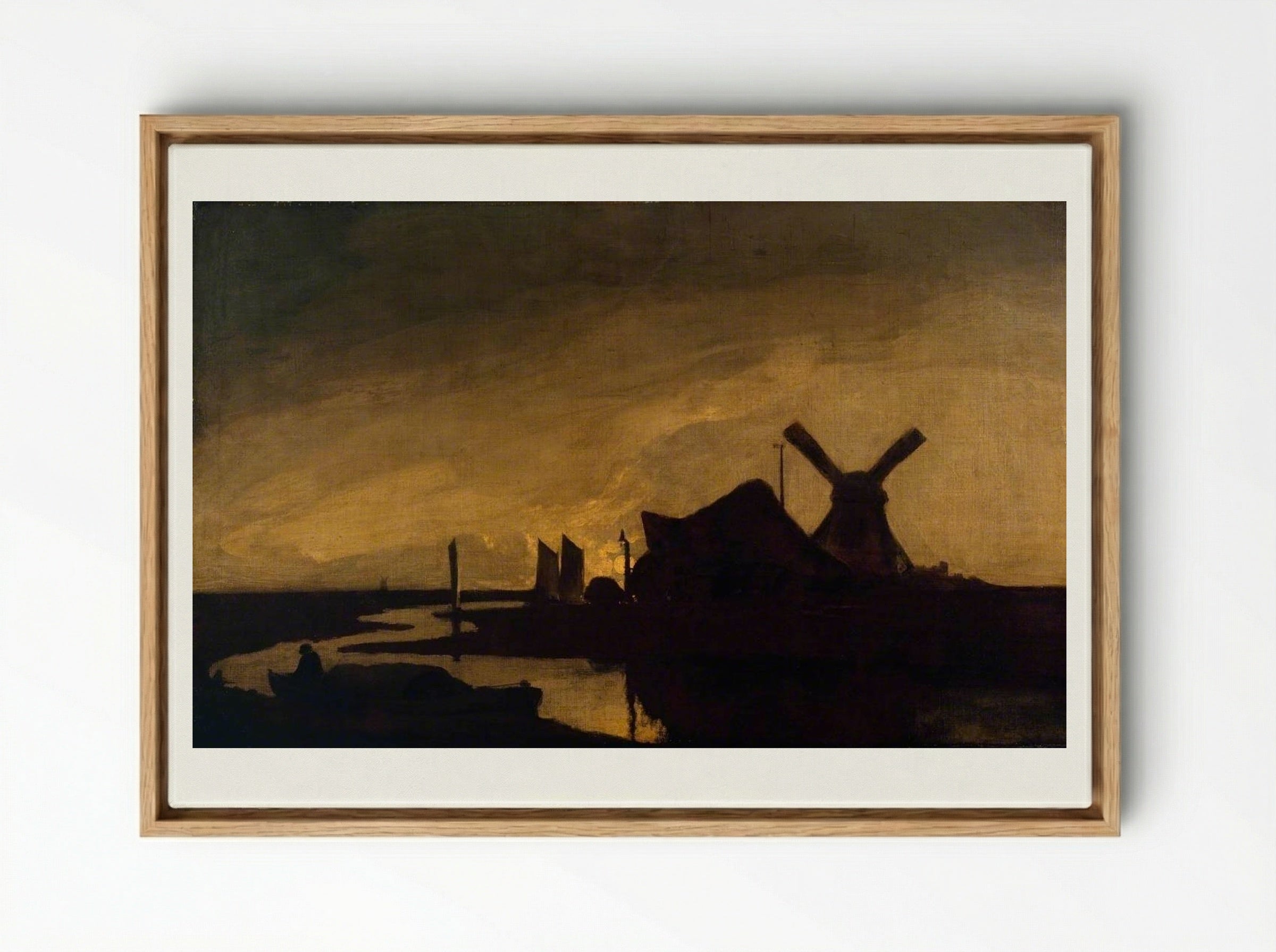 Moonrise on the Yare - John Crome - Framed Canvas Wood
