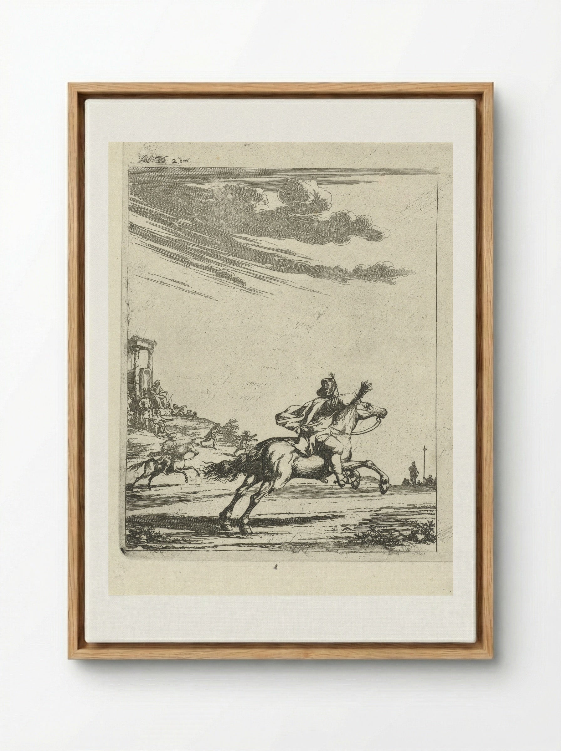 Ruiters in een landschap - Arnold Houbraken - Framed Canvas Wood