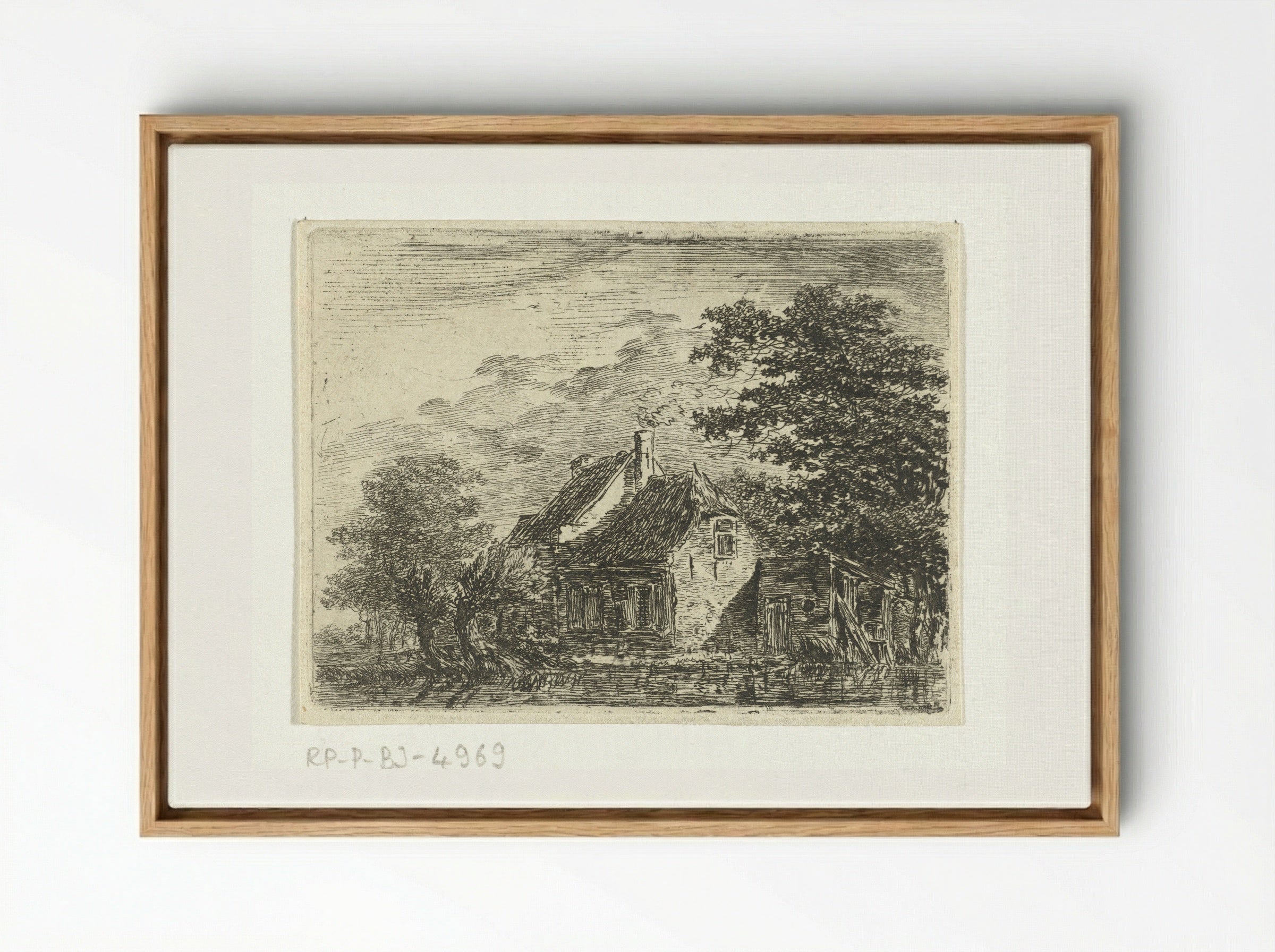 Boerderij aan een vaart (Farmhouse by a Canal) - Hermanus van Brussel - Framed Canvas Wood