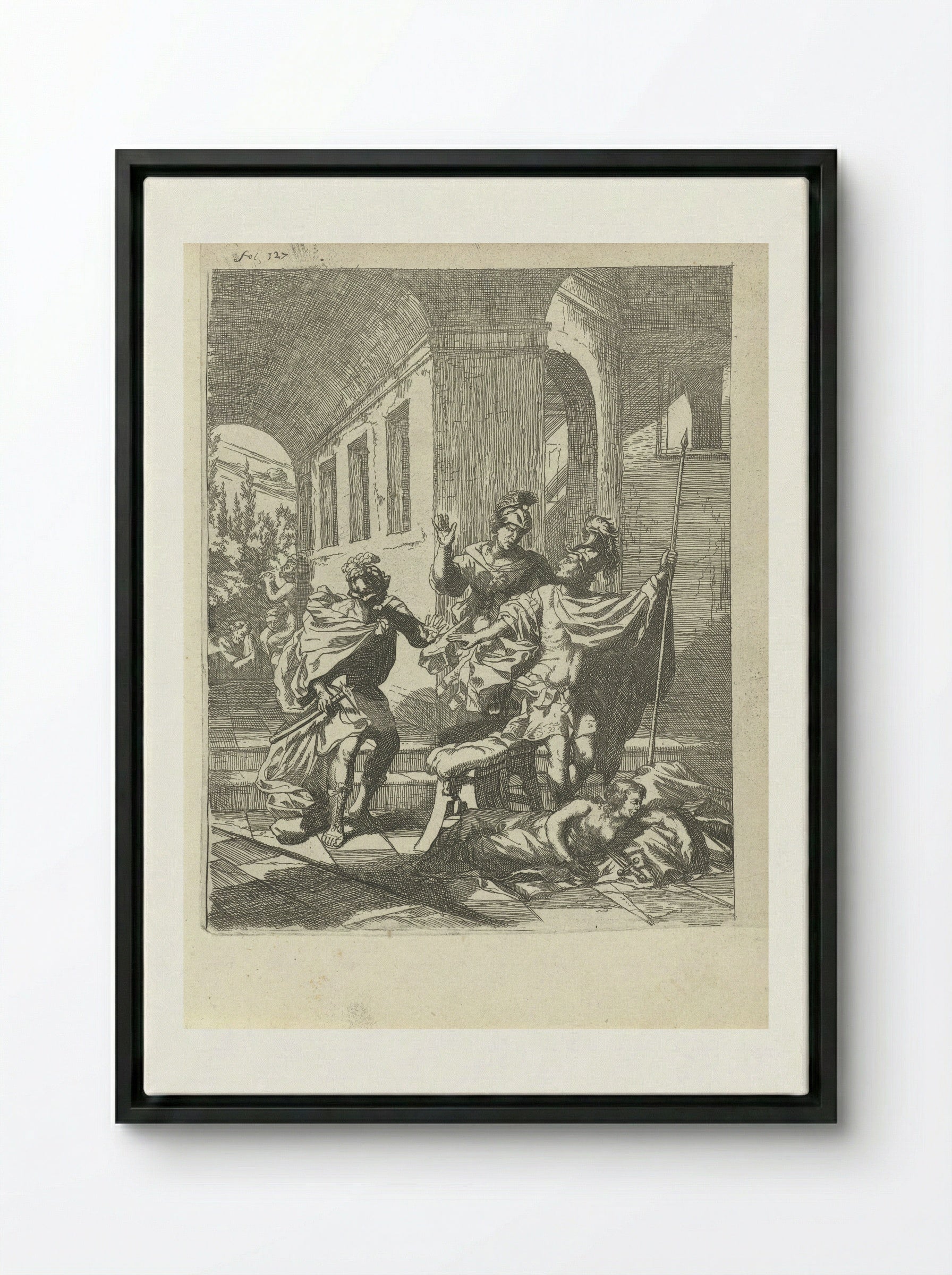 The Death of Lucretia - Arnold Houbraken - Framed Canvas Black