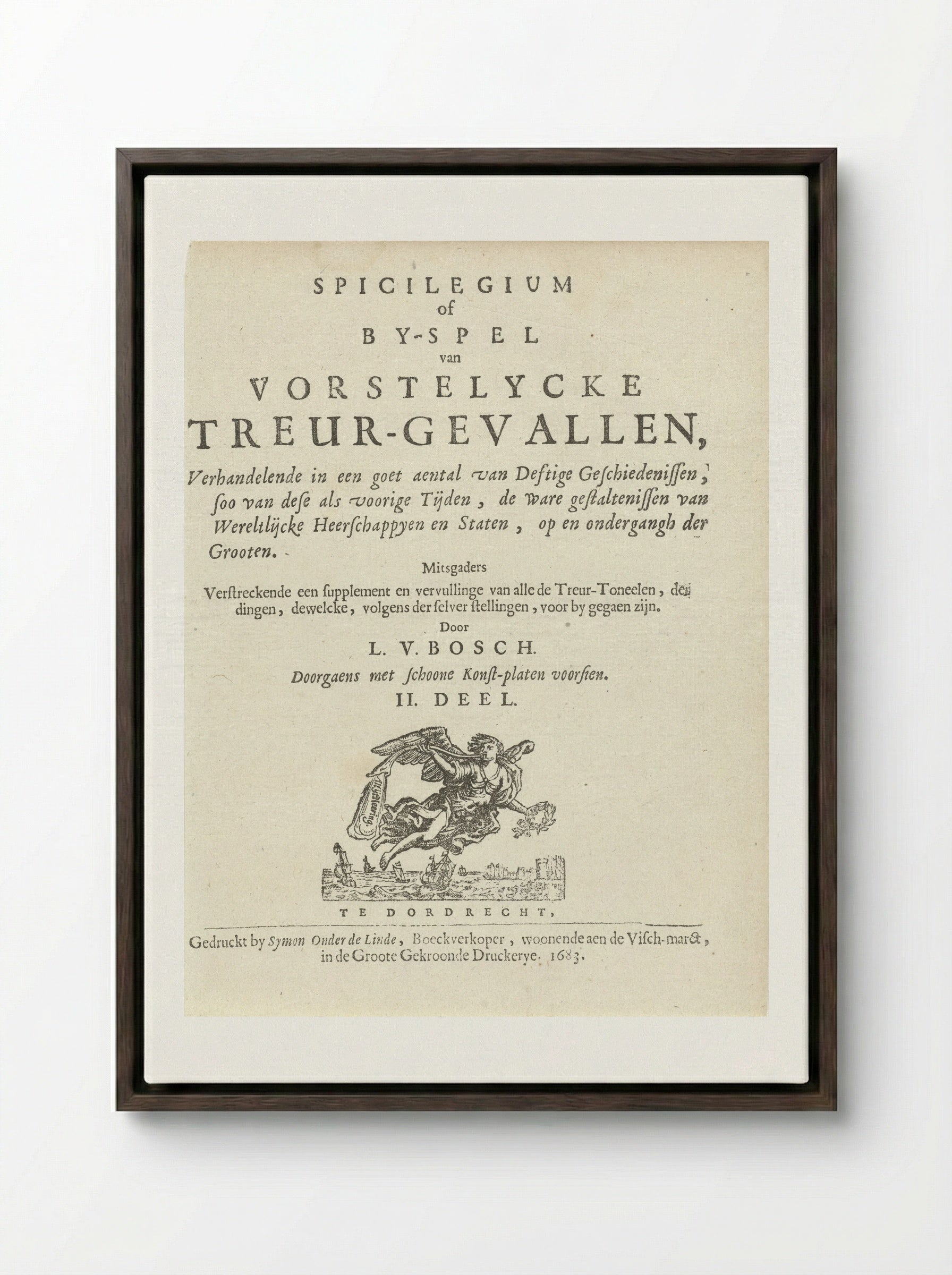 Title Page for Spicilegium - Arnold Houbraken - Framed Canvas Dark Wood