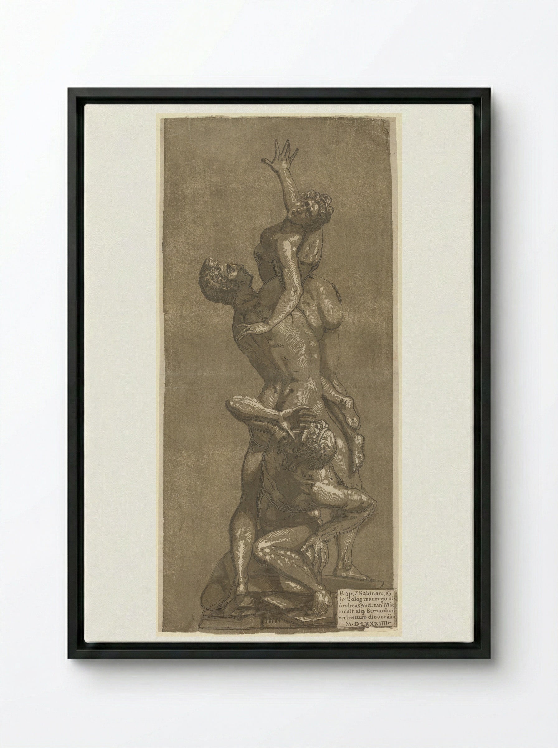 Rape of a Sabine - Andrea Andreani - Framed Canvas Black