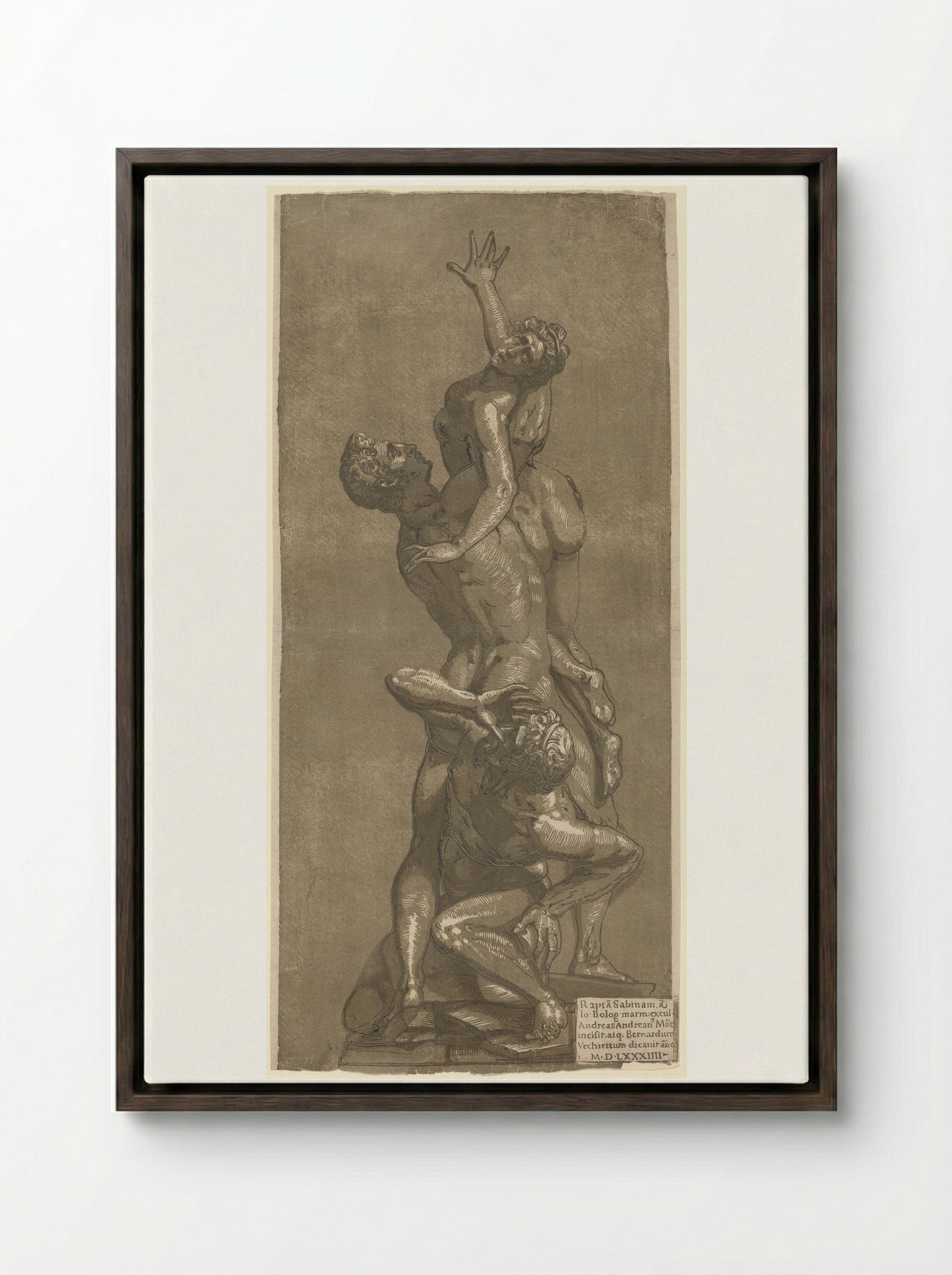 Rape of a Sabine - Andrea Andreani - Framed Canvas Dark Wood