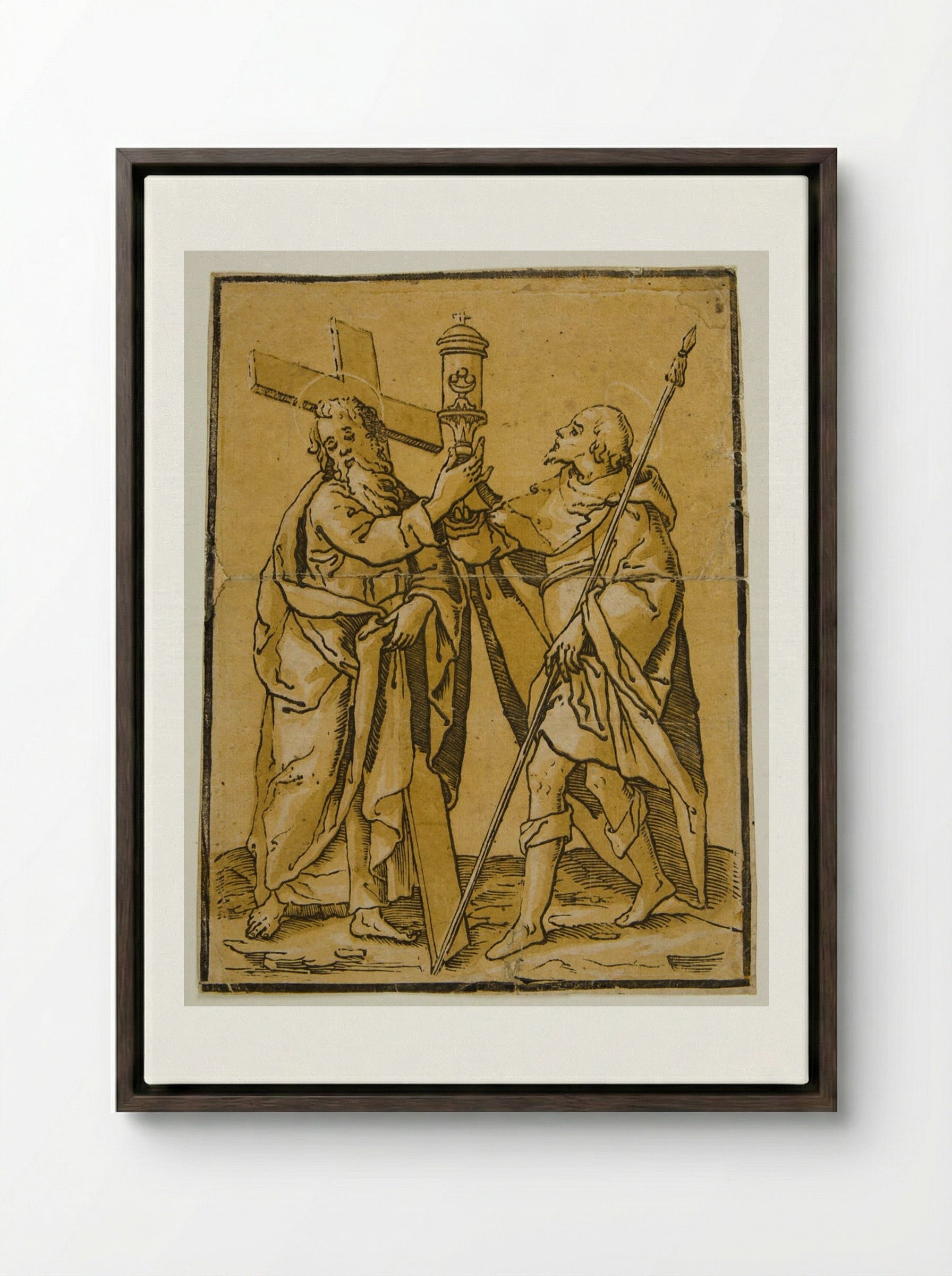 Saints Longinus and Andrew - Andrea Andreani - Framed Canvas Dark Wood