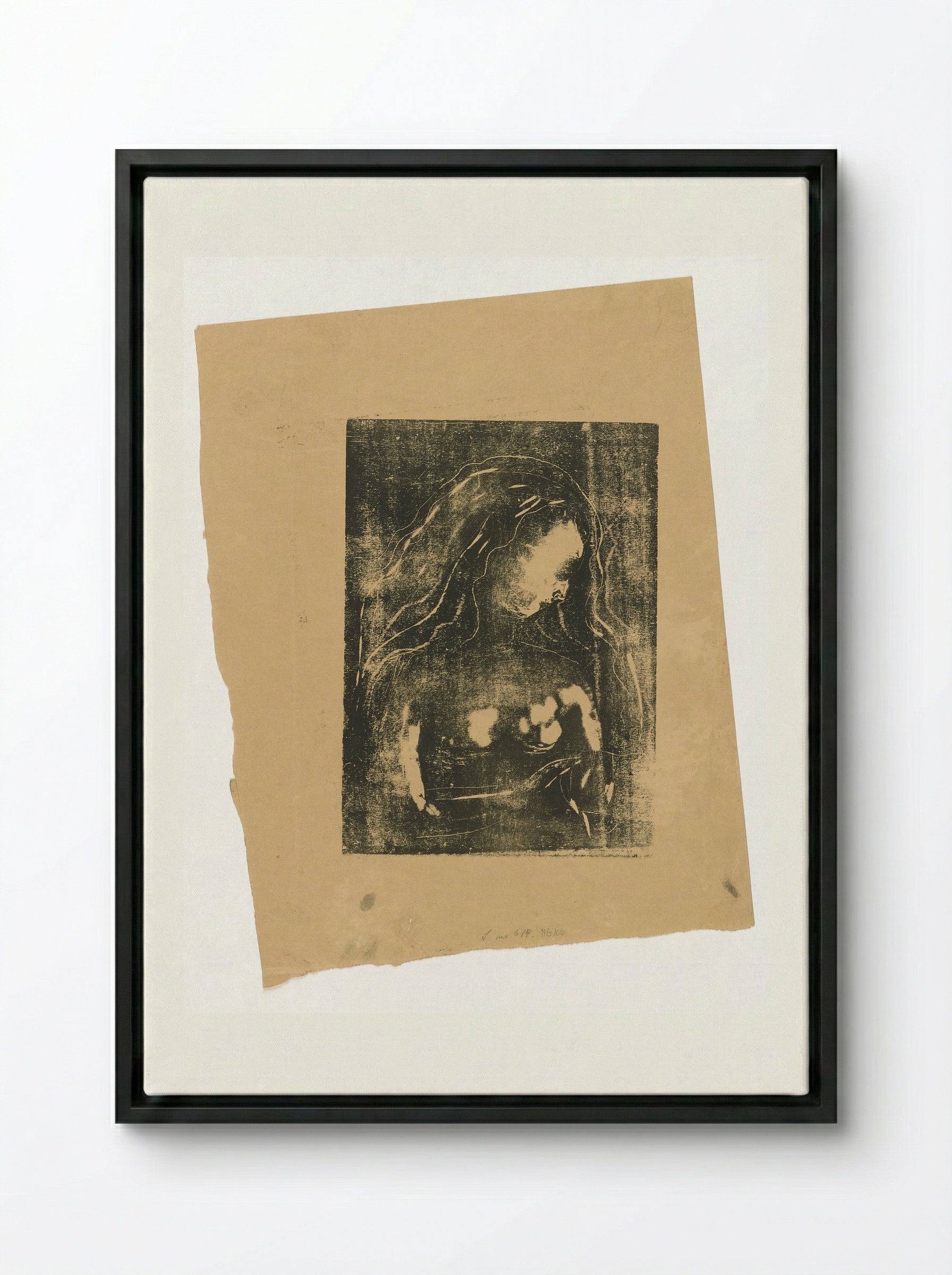 The Woman and the Heart - Edvard Munch - Framed Canvas Black