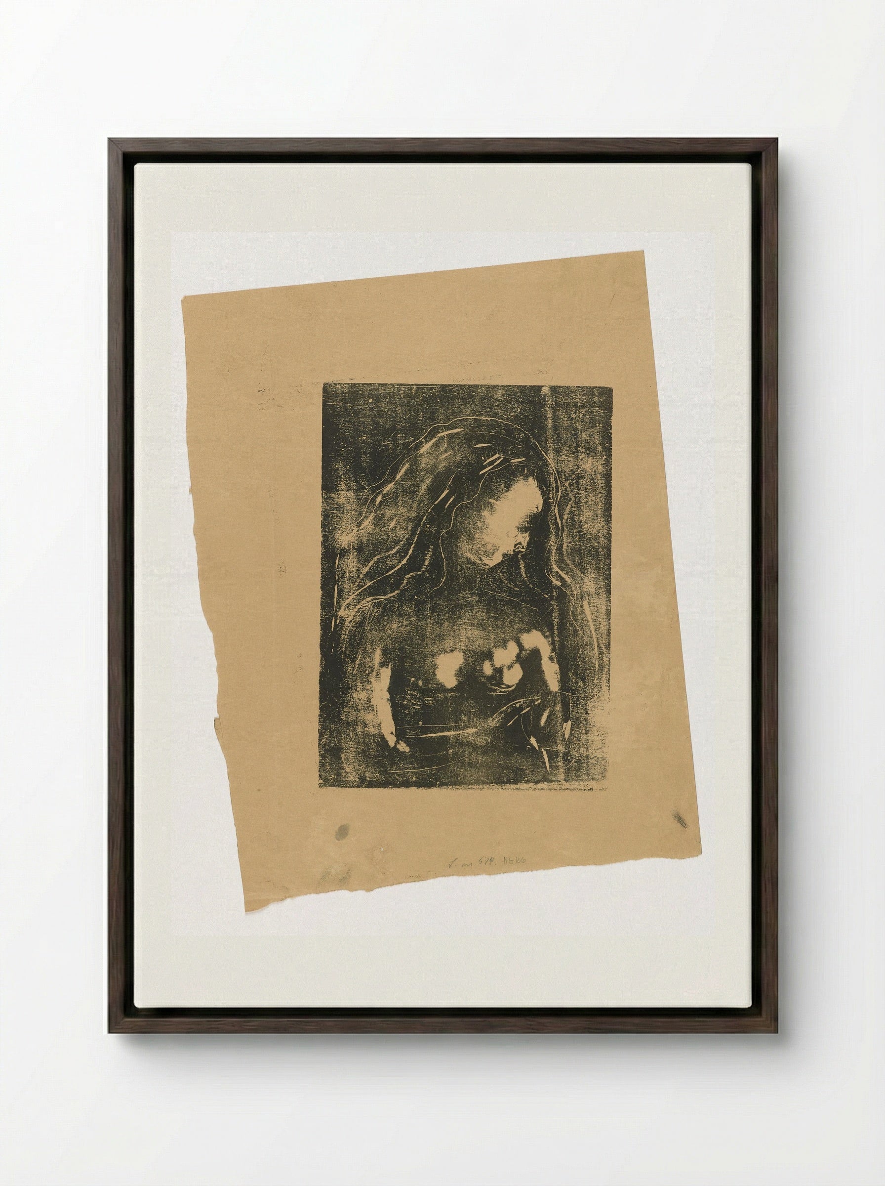 The Woman and the Heart - Edvard Munch - Framed Canvas Dark Wood