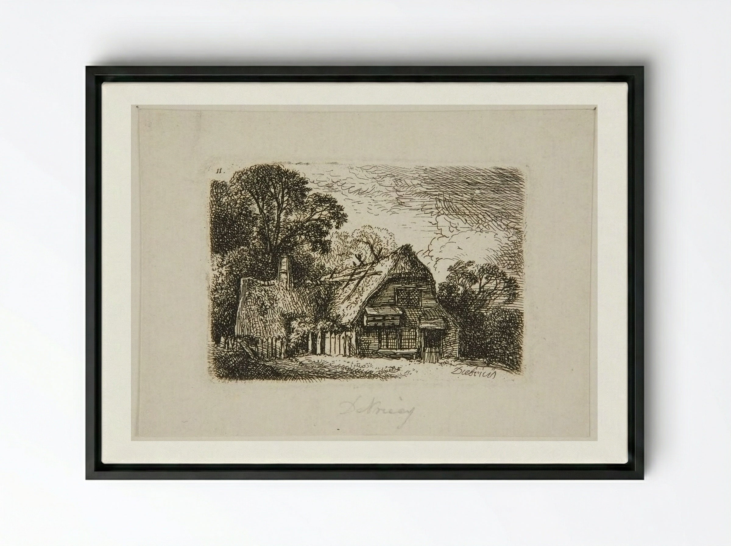 Peasant's House - Christian Wilhelm Ernst Dietrich - Framed Canvas Black