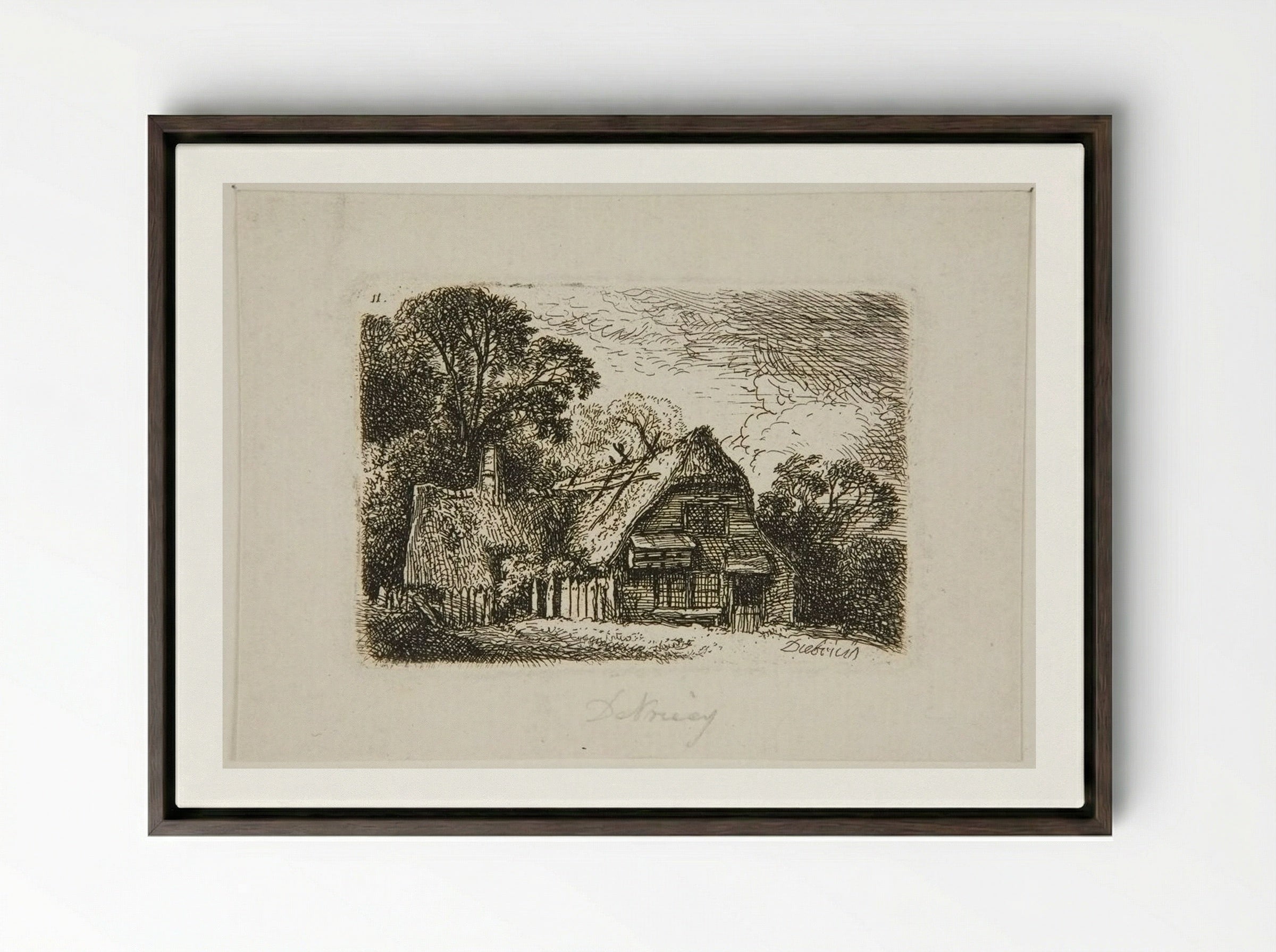 Peasant's House - Christian Wilhelm Ernst Dietrich - Framed Canvas Dark Wood