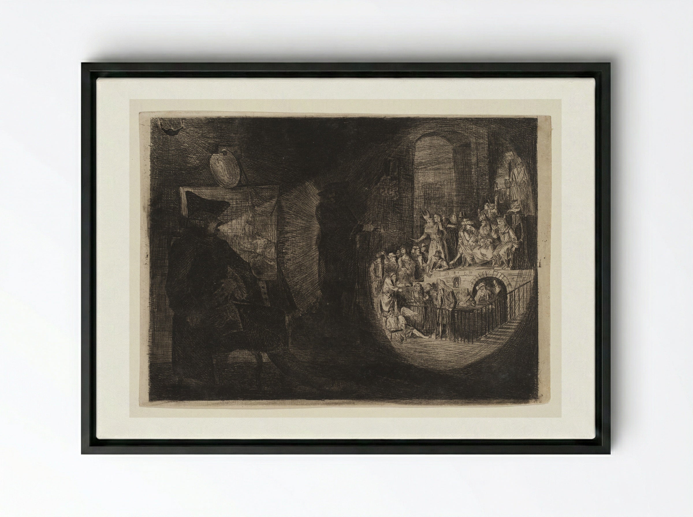 The Magic Lantern, Paul Before Felix - Paul Sandby - Framed Canvas Black