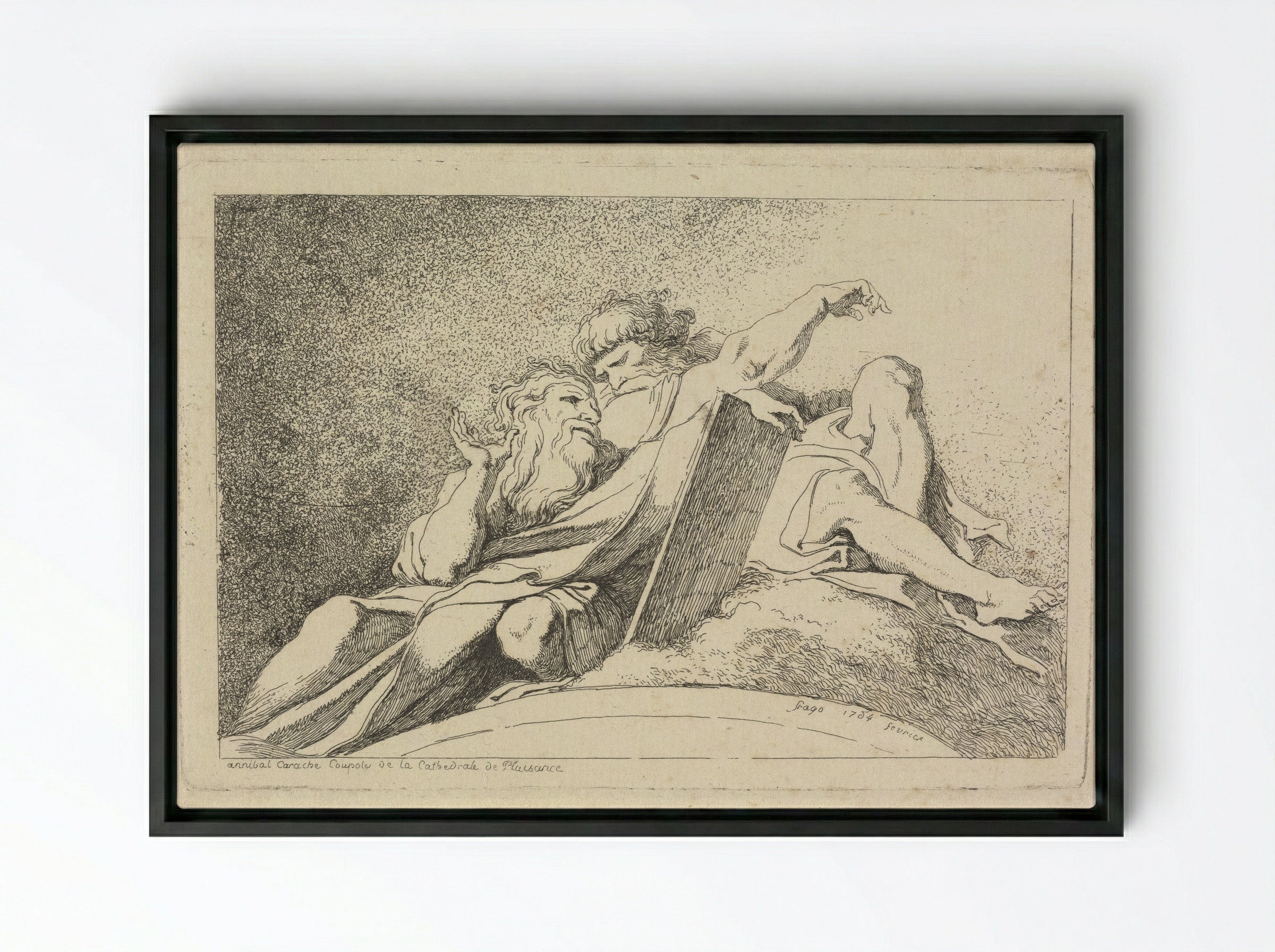The Two Prophets - Jean-Honoré Fragonard - Framed Canvas Black