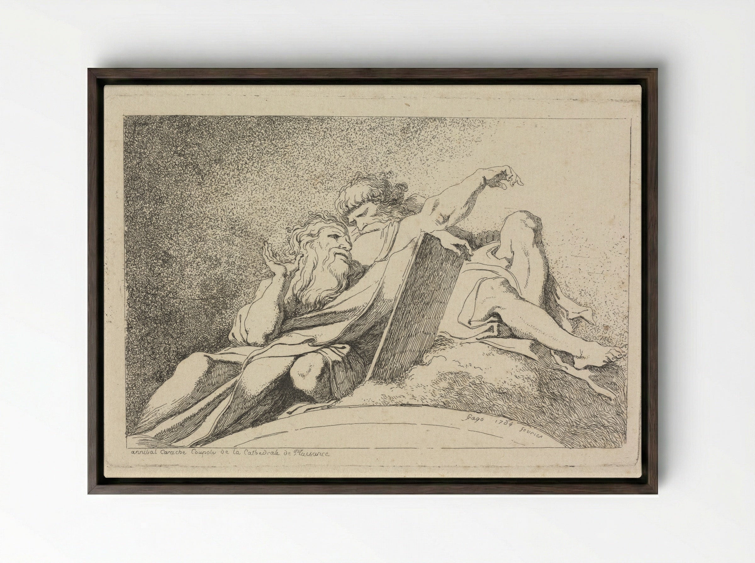 The Two Prophets - Jean-Honoré Fragonard - Framed Canvas Dark Wood