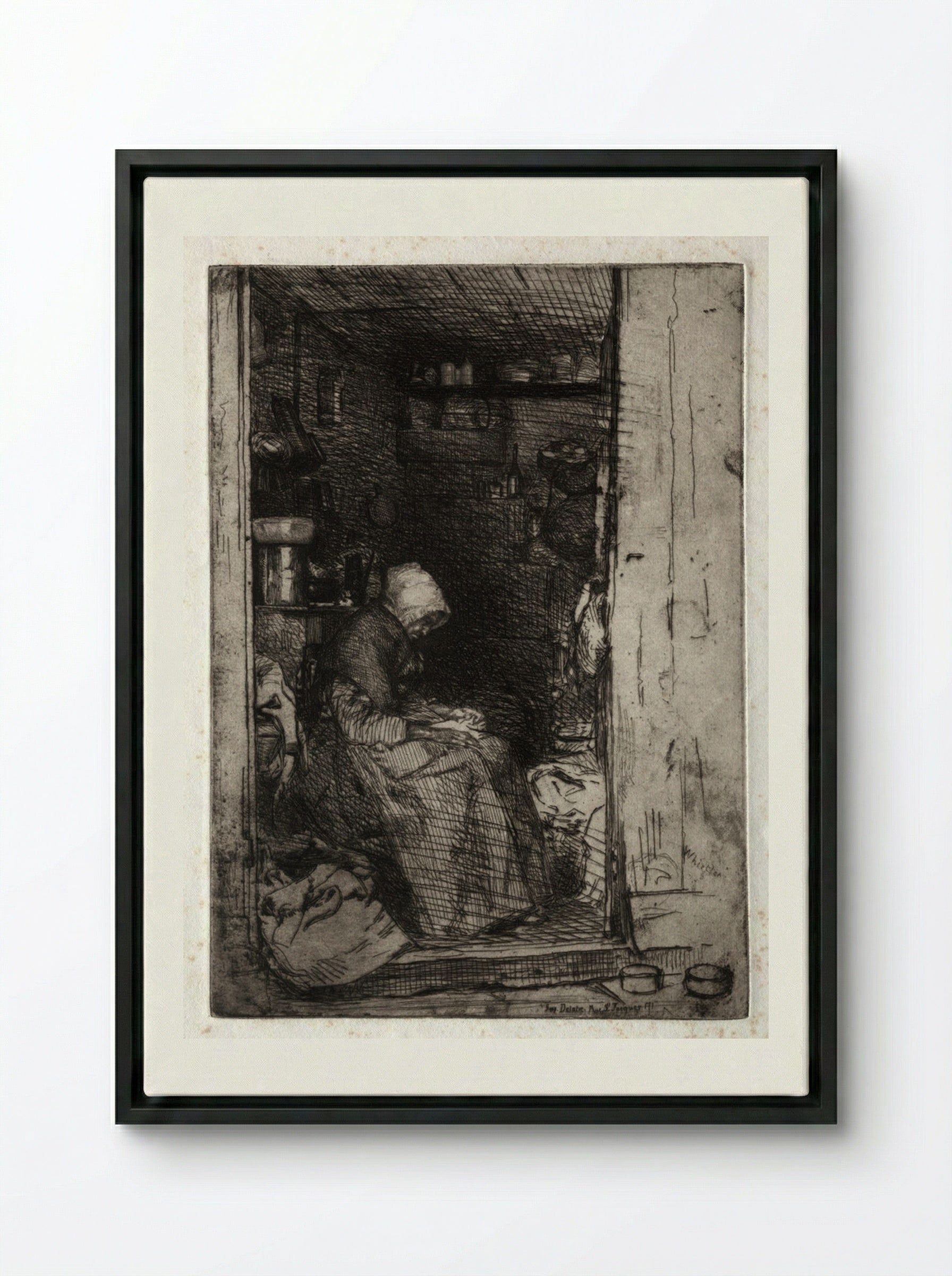 La Vieille aux Loques - James McNeill Whistler - Framed Canvas Black