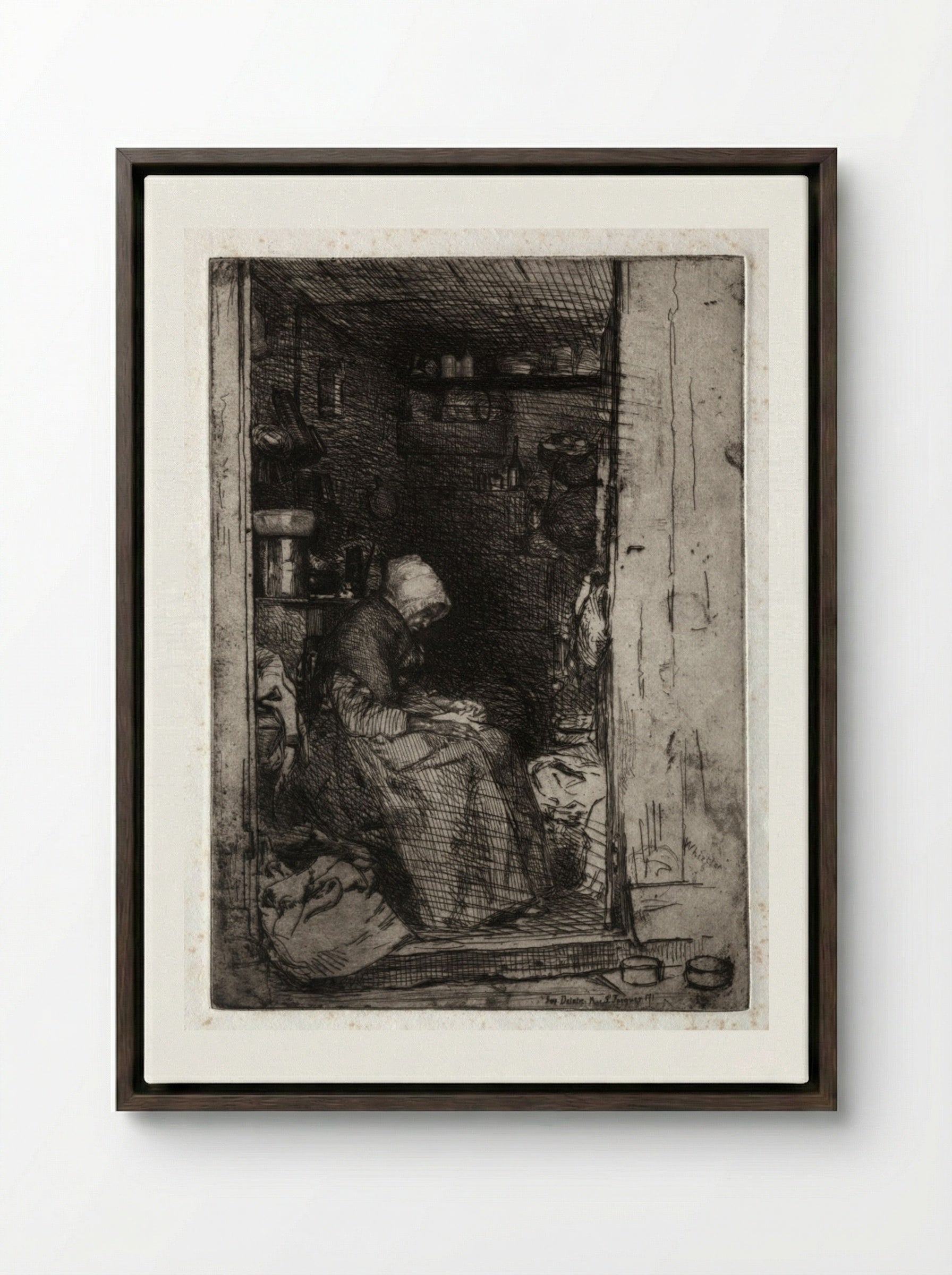 La Vieille aux Loques - James McNeill Whistler - Framed Canvas Dark Wood