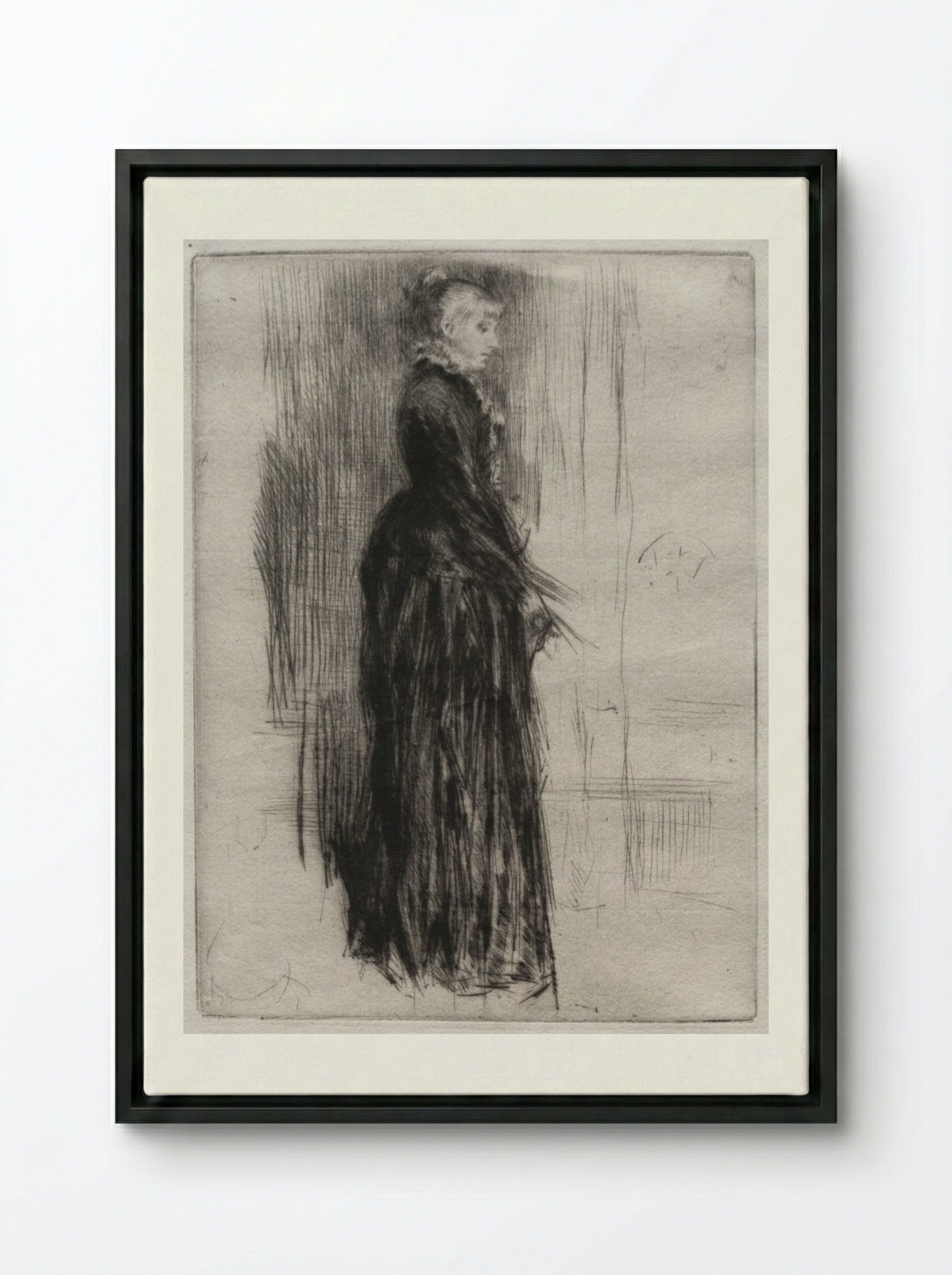 Little Velvet Dress - James McNeill Whistler - Framed Canvas Black