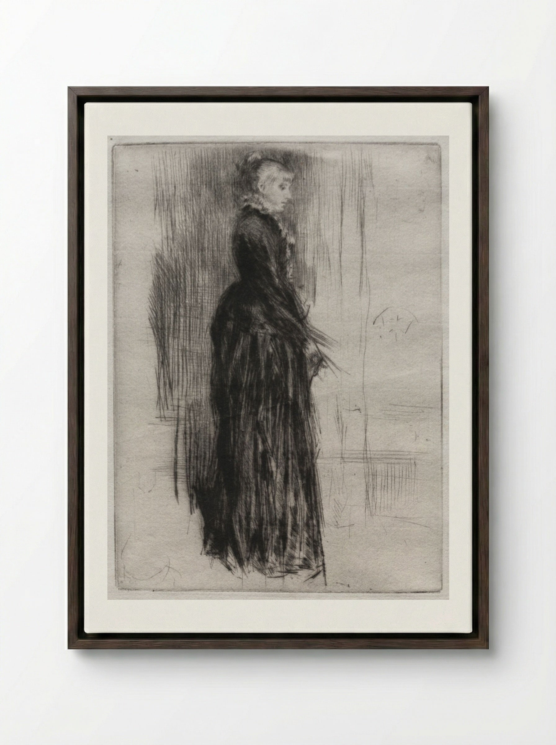 Little Velvet Dress - James McNeill Whistler - Framed Canvas Dark Wood