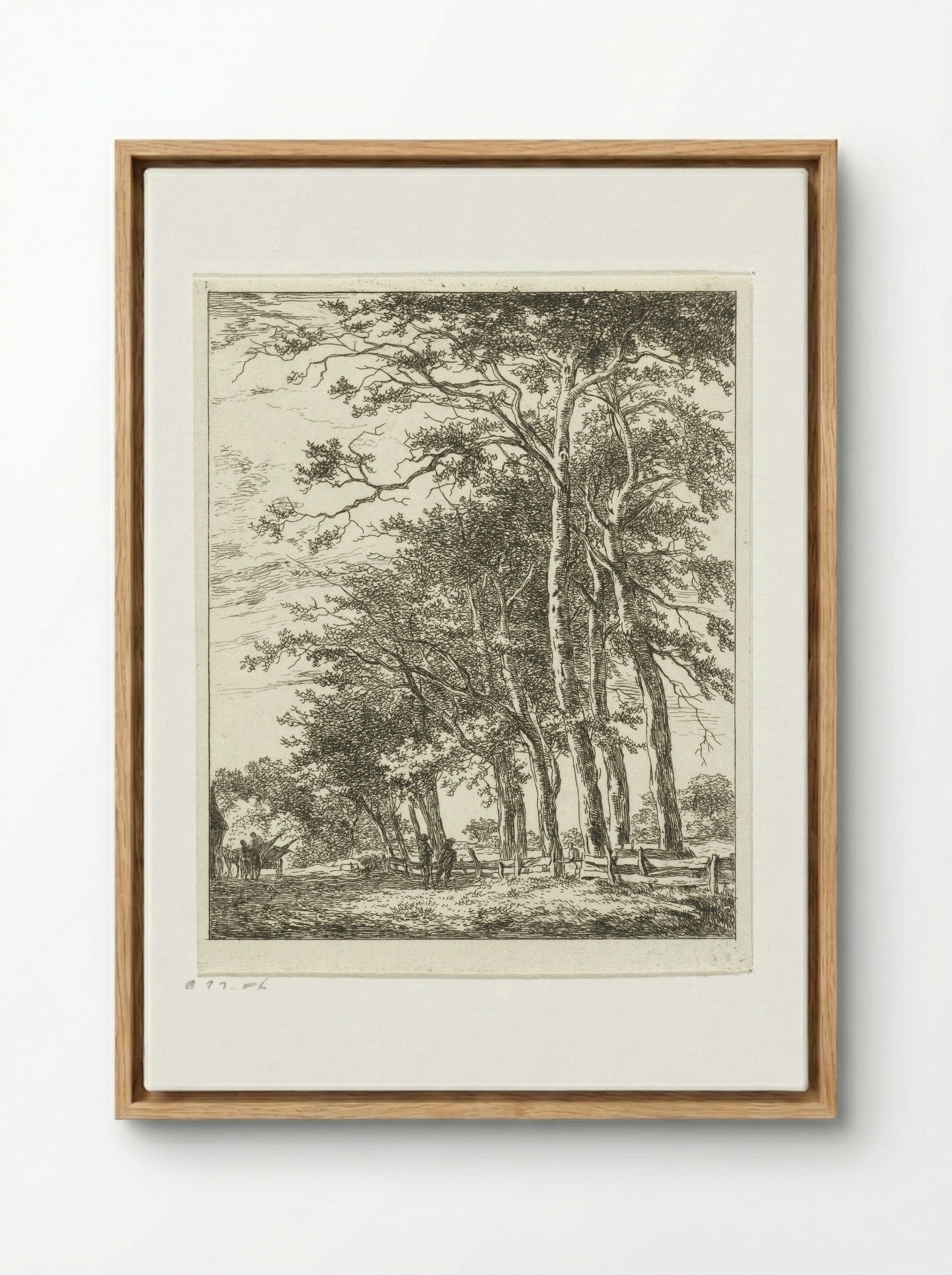 Twee staande figuren bij hoge bomen - Hermanus van Brussel - Framed Canvas Wood