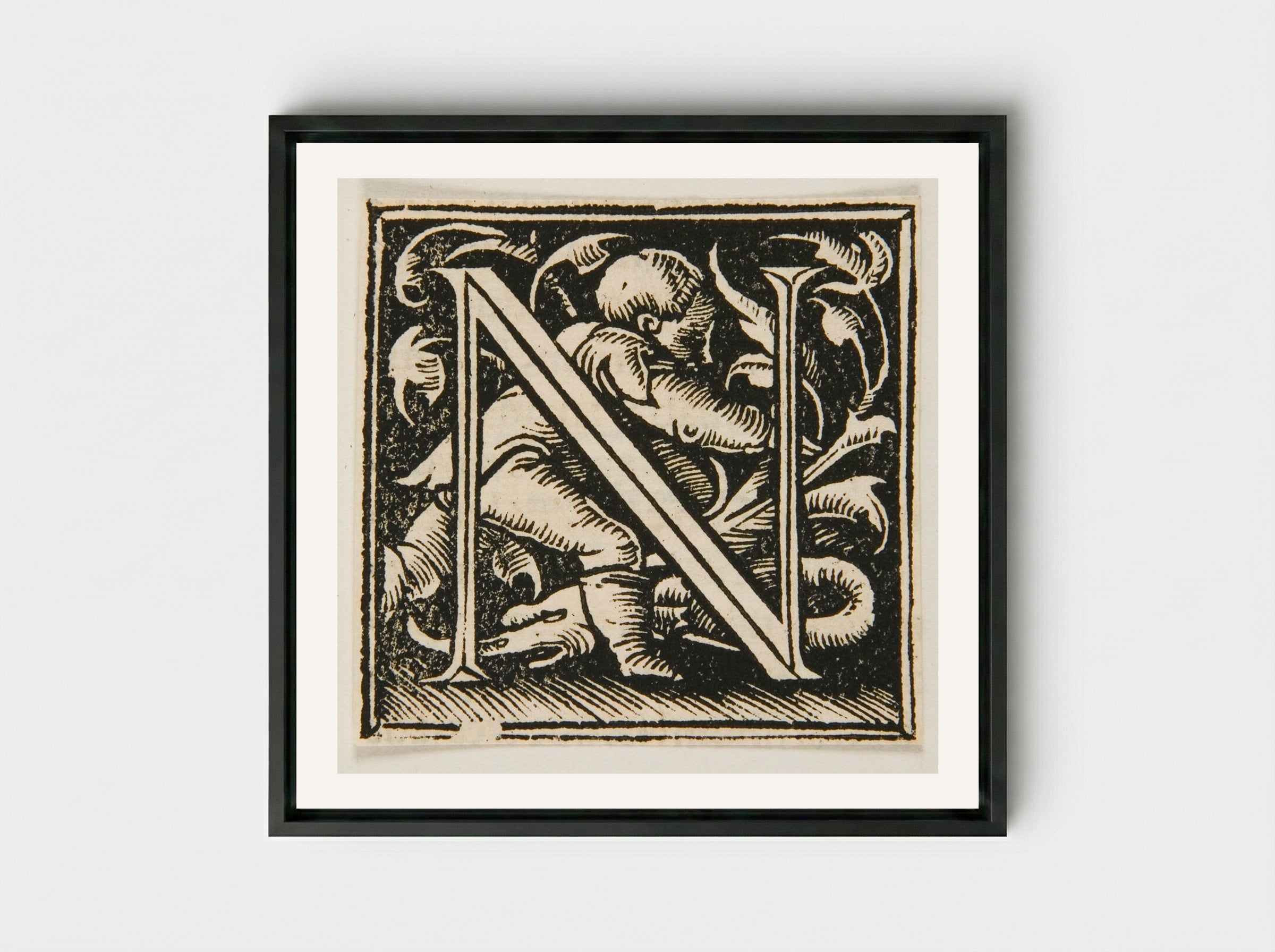 Letter N - Urs Graf - Framed Canvas Black