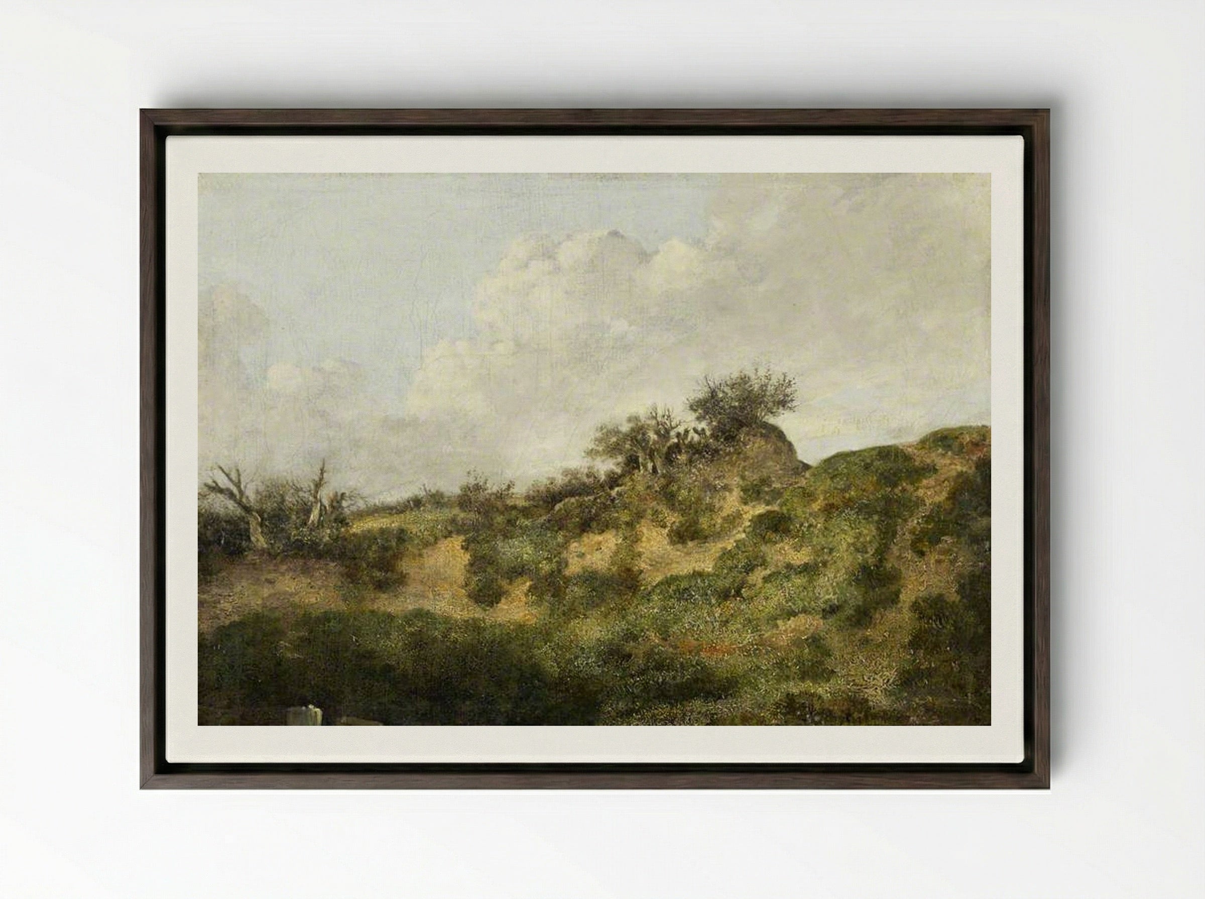 A Sandy Bank - John Crome - Framed Canvas Dark Wood