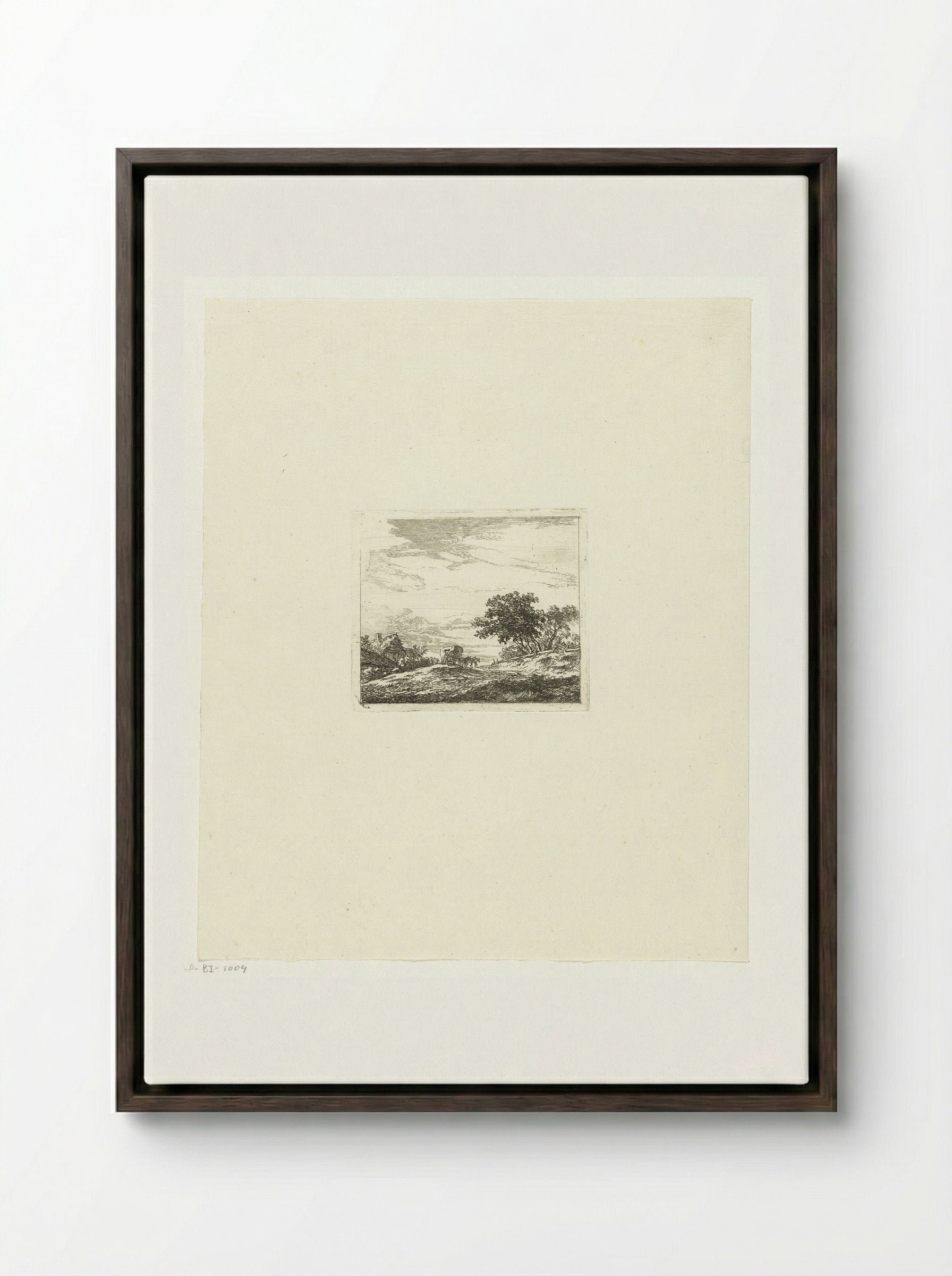 Landschap met koets - Hermanus van Brussel - Framed Canvas Dark Wood