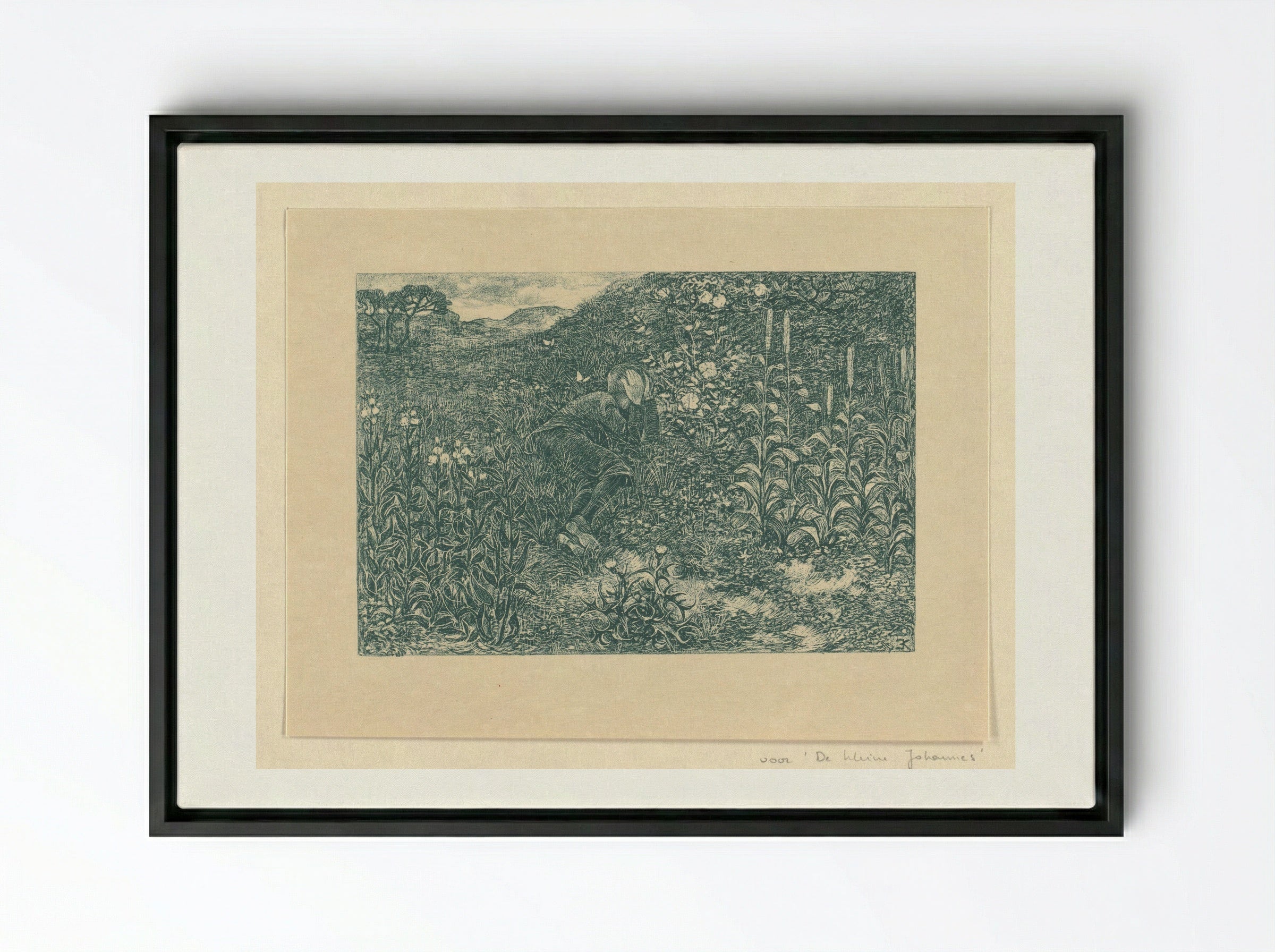 Johannes tussen de struiken - Edzard Koning - Framed Canvas Black