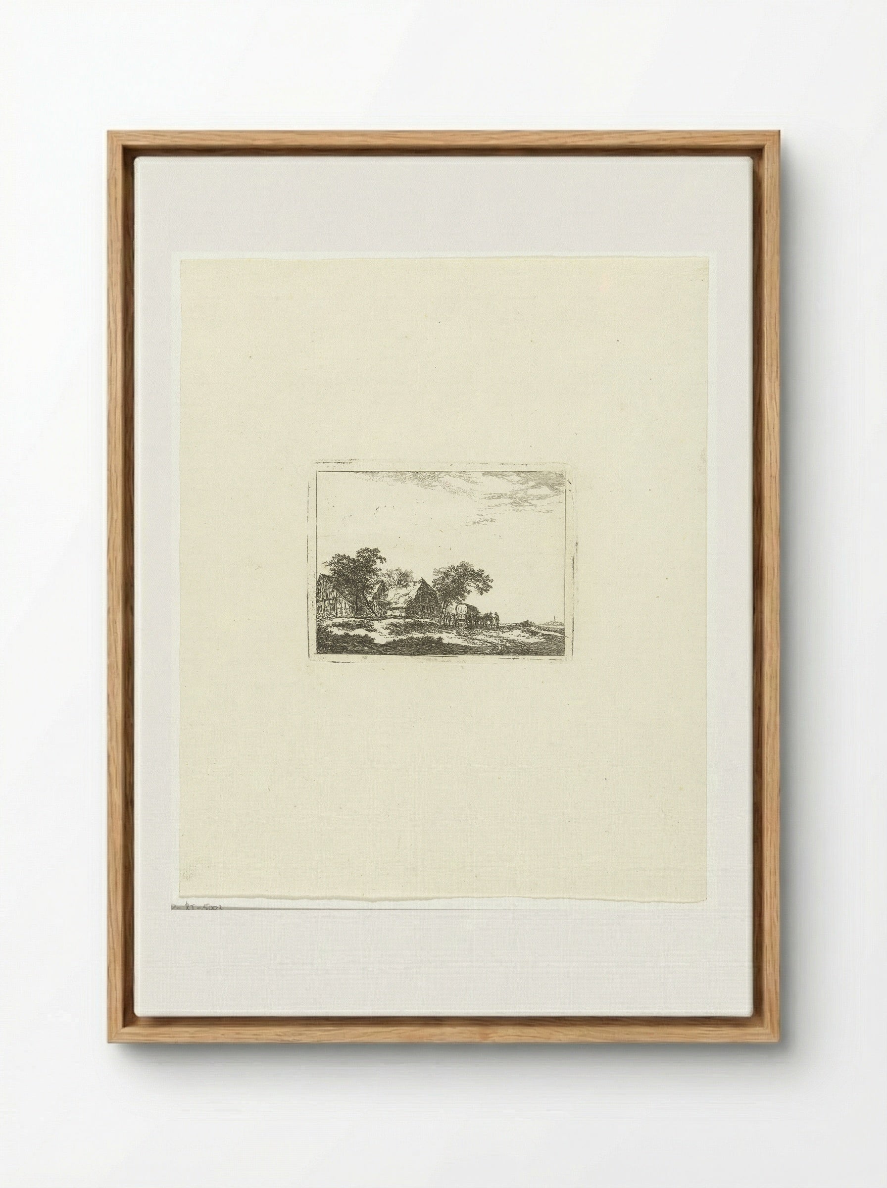 Landschap met reiskoets en passagiers - Hermanus van Brussel - Framed Canvas Wood