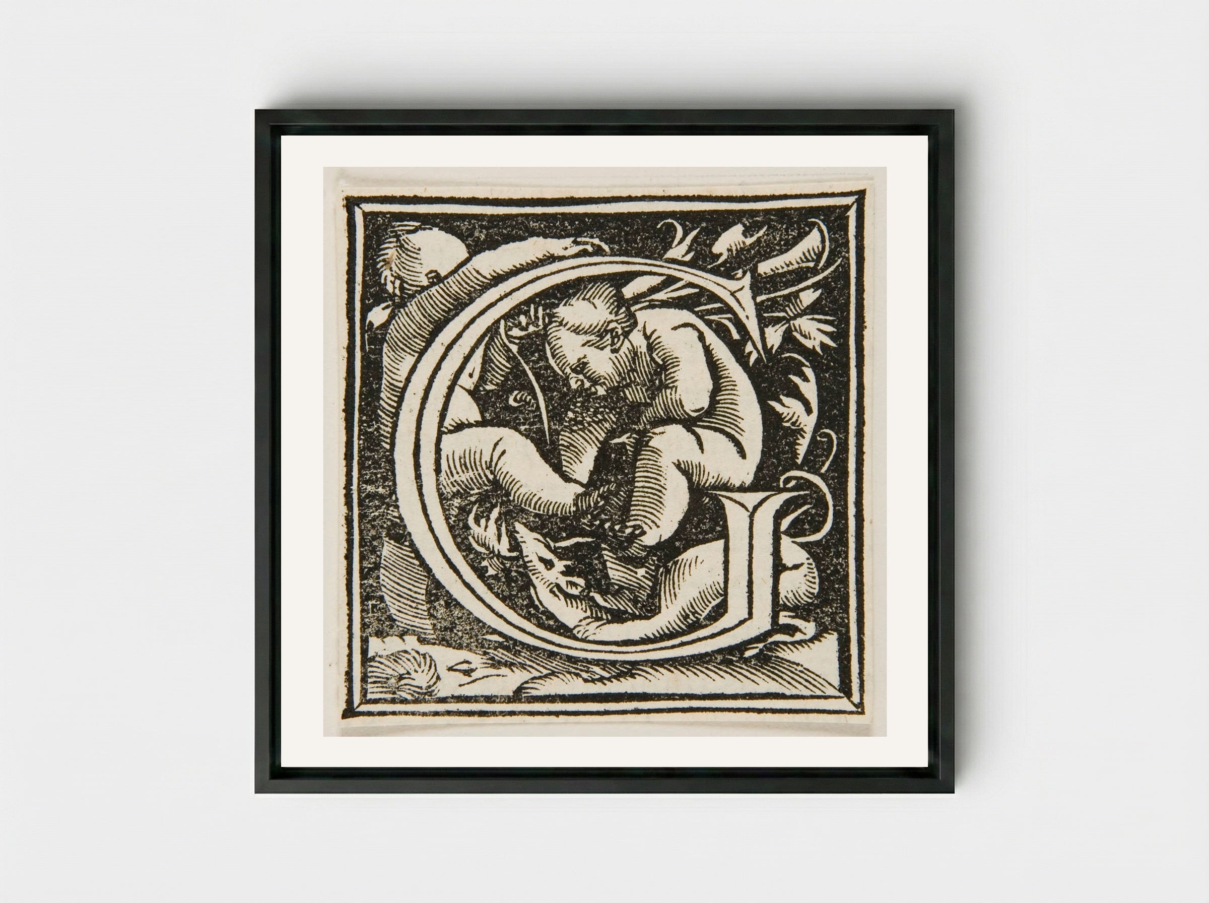 Letter G - Urs Graf - Framed Canvas Black